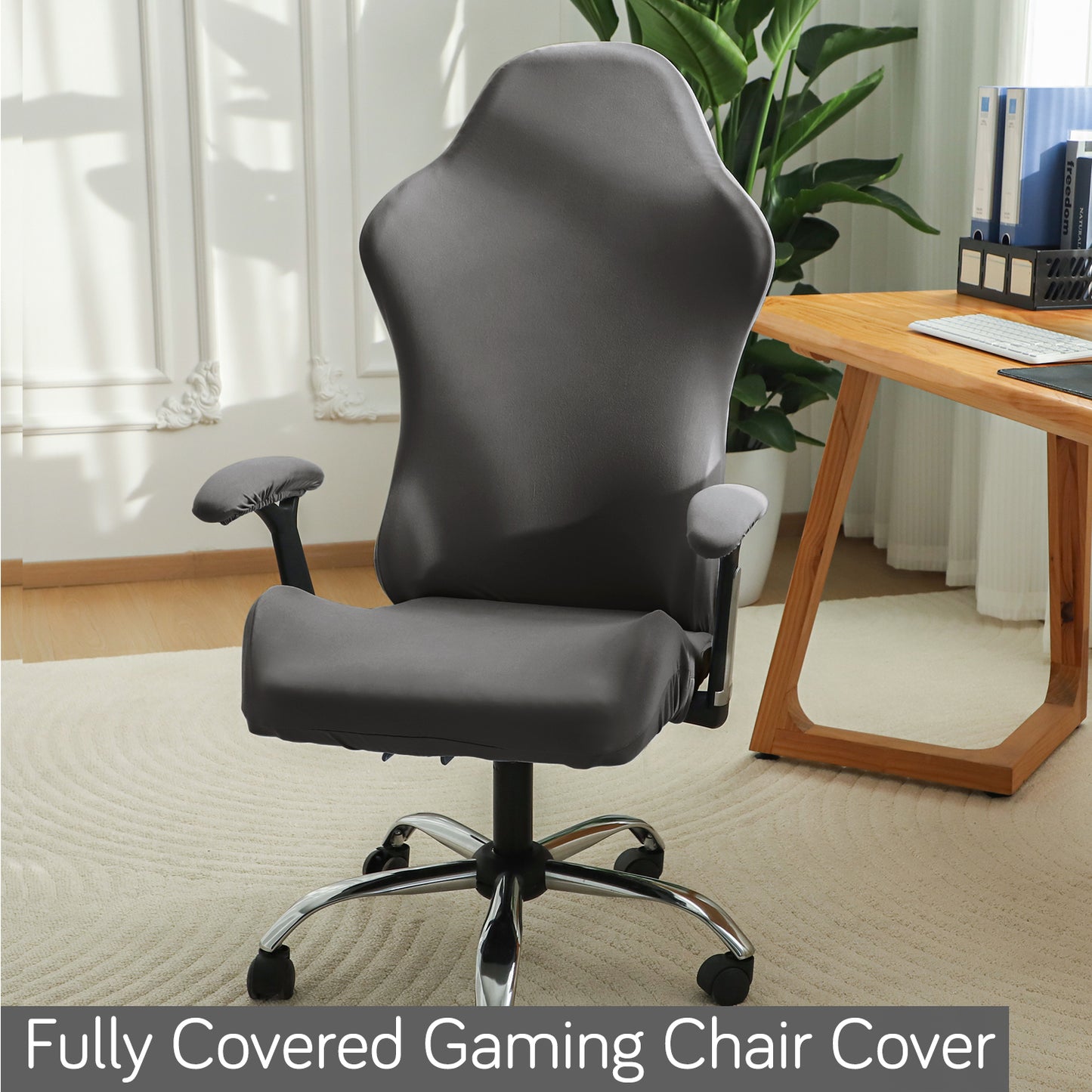 Gaming Chair Cover Stretchable Computer Rotating Chair Seat Covers Slipcover, Grey
