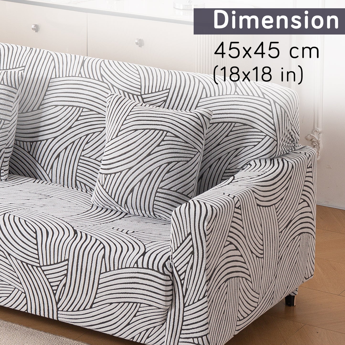 'WaveLine Series' Jacquard Cushion Cover Set of 2, Classic White