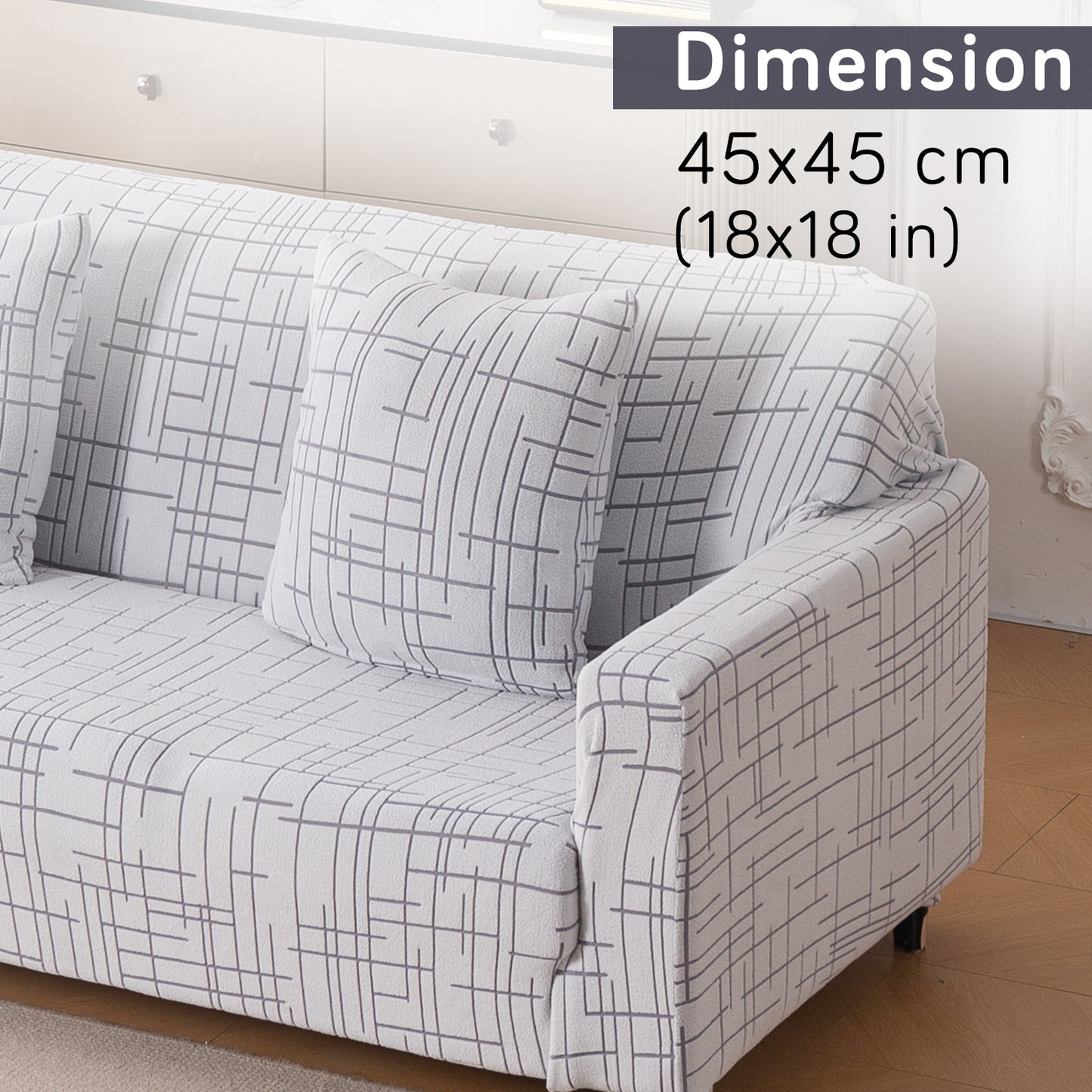 'Crossline Series' Jacquard Cushion Cover Set of 2, Light Grey
