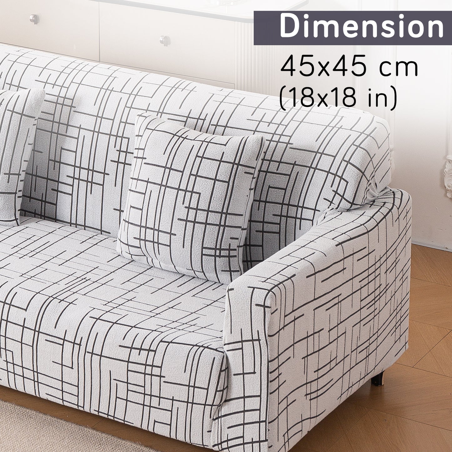 'Crossline Series' Jacquard Cushion Cover Set of 2, Dark Grey