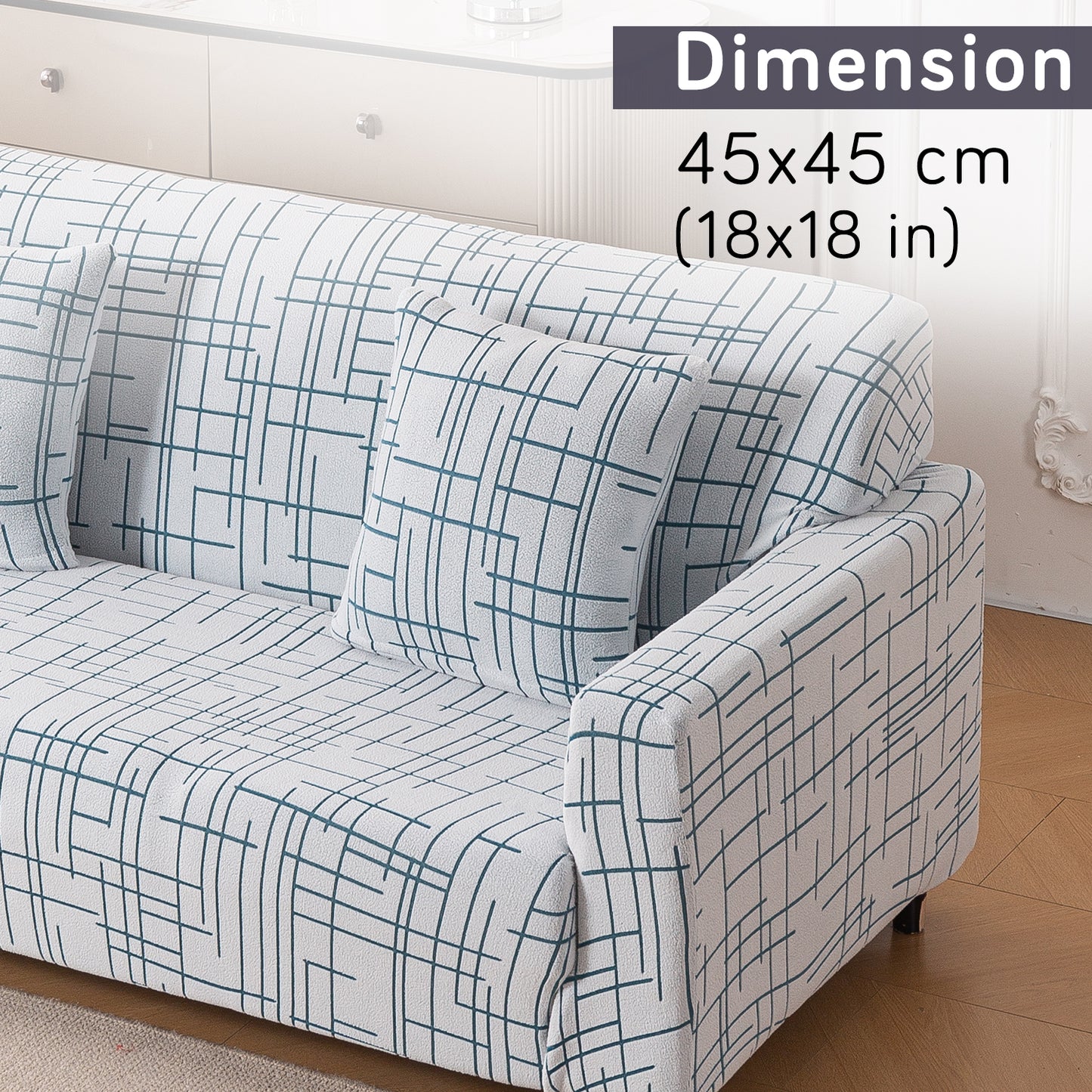 'Crossline Series' Jacquard Cushion Cover Set of 2, Teal Blue