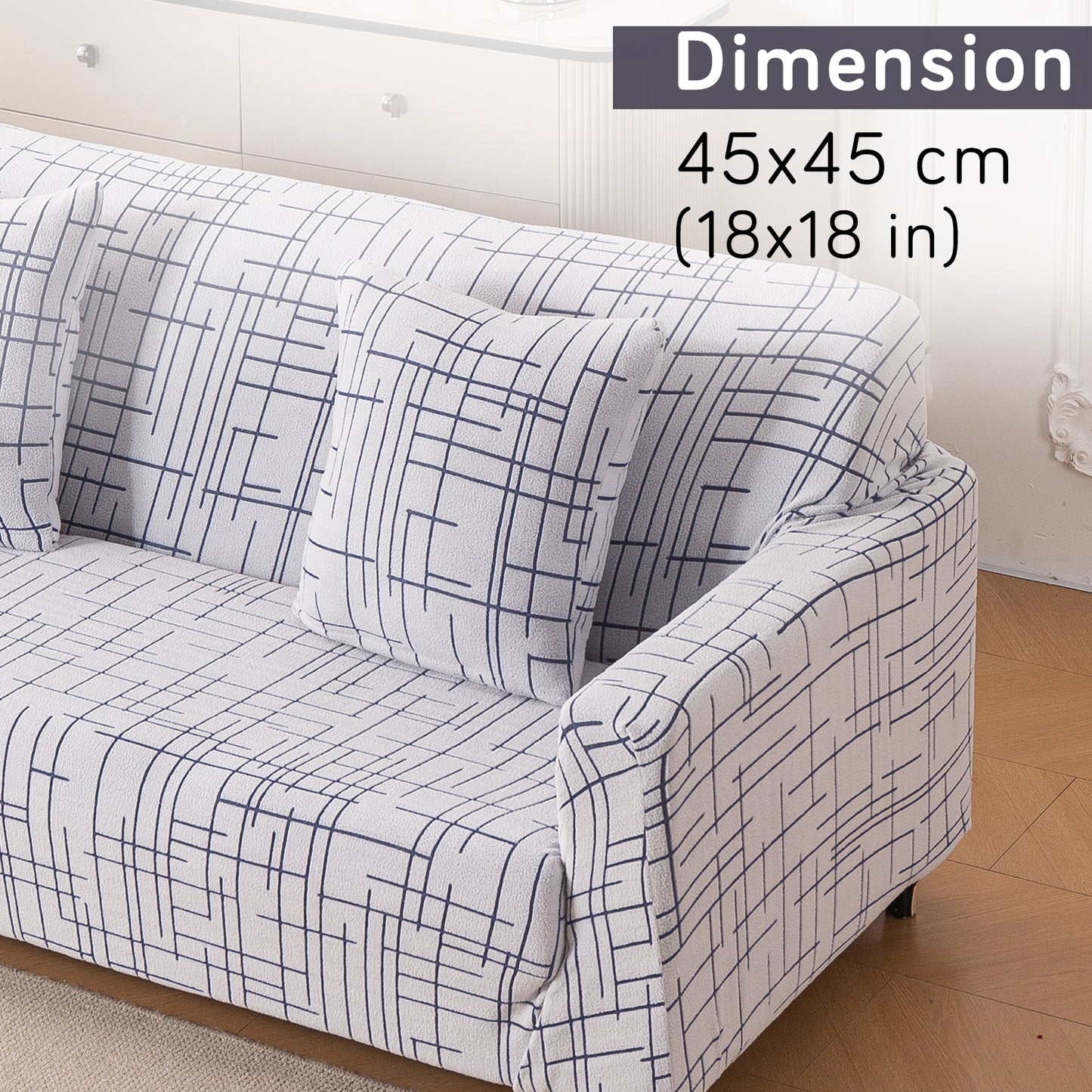 'Crossline Series' Jacquard Cushion Cover Set of 2, Navy Blue