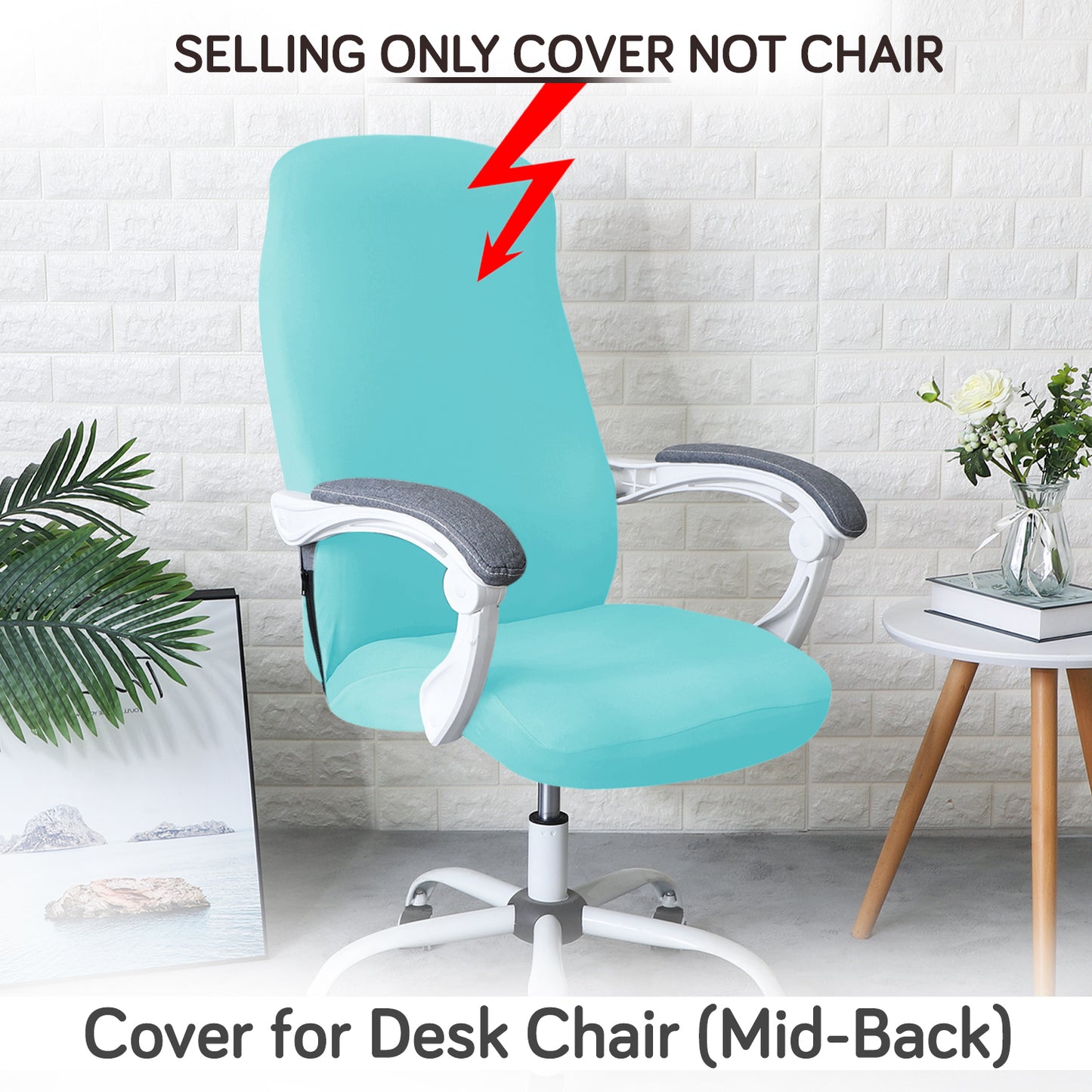Office Chair Cover for Desk Chair (Mid-Back) – 140 GSM Stretch Fabric – Washable, Durable & Anti-Slip – Fits Mid-Back Office Chairs, Sky Blue