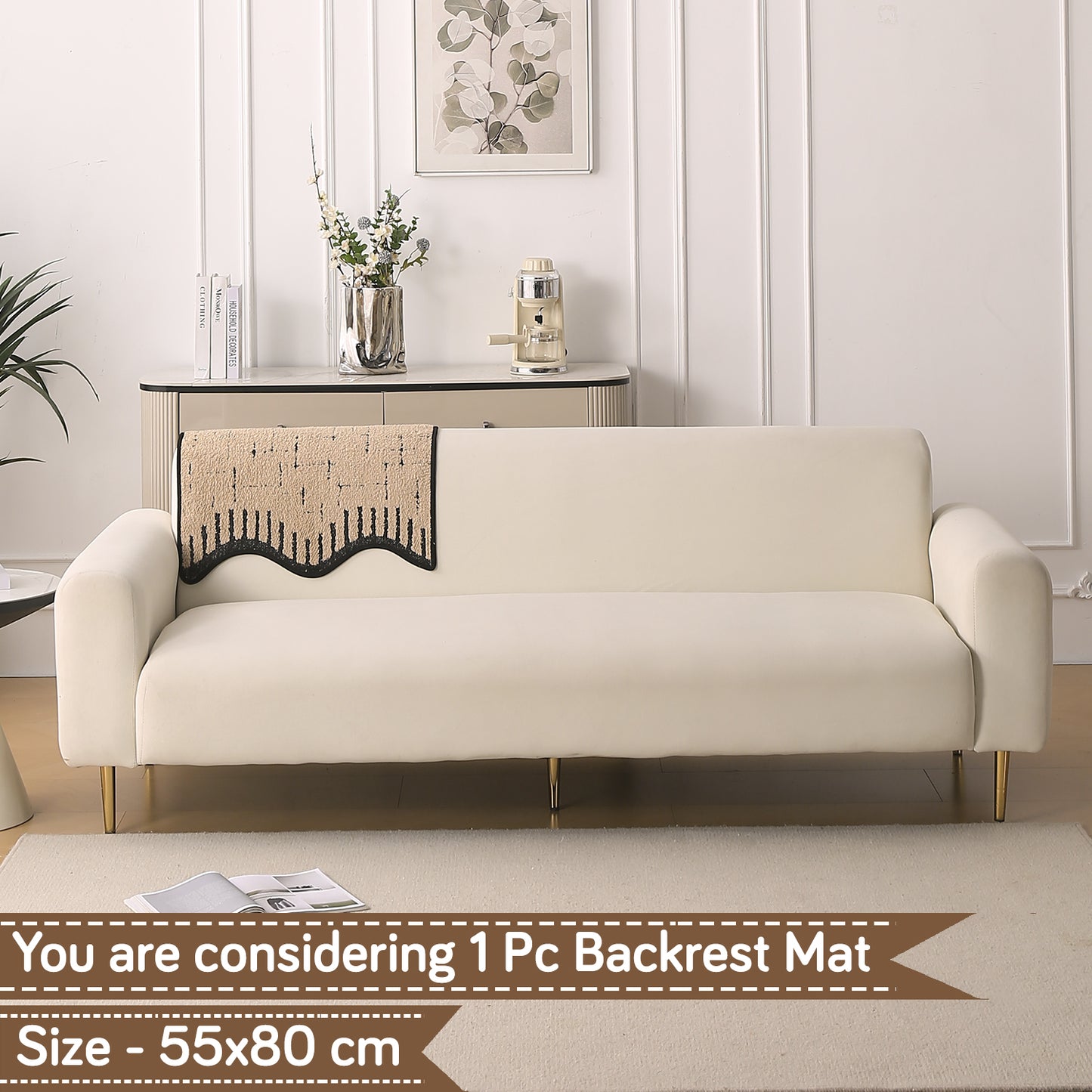 Premium Supple Soft Wavy with Curve Sofa Cover Mat, Brown