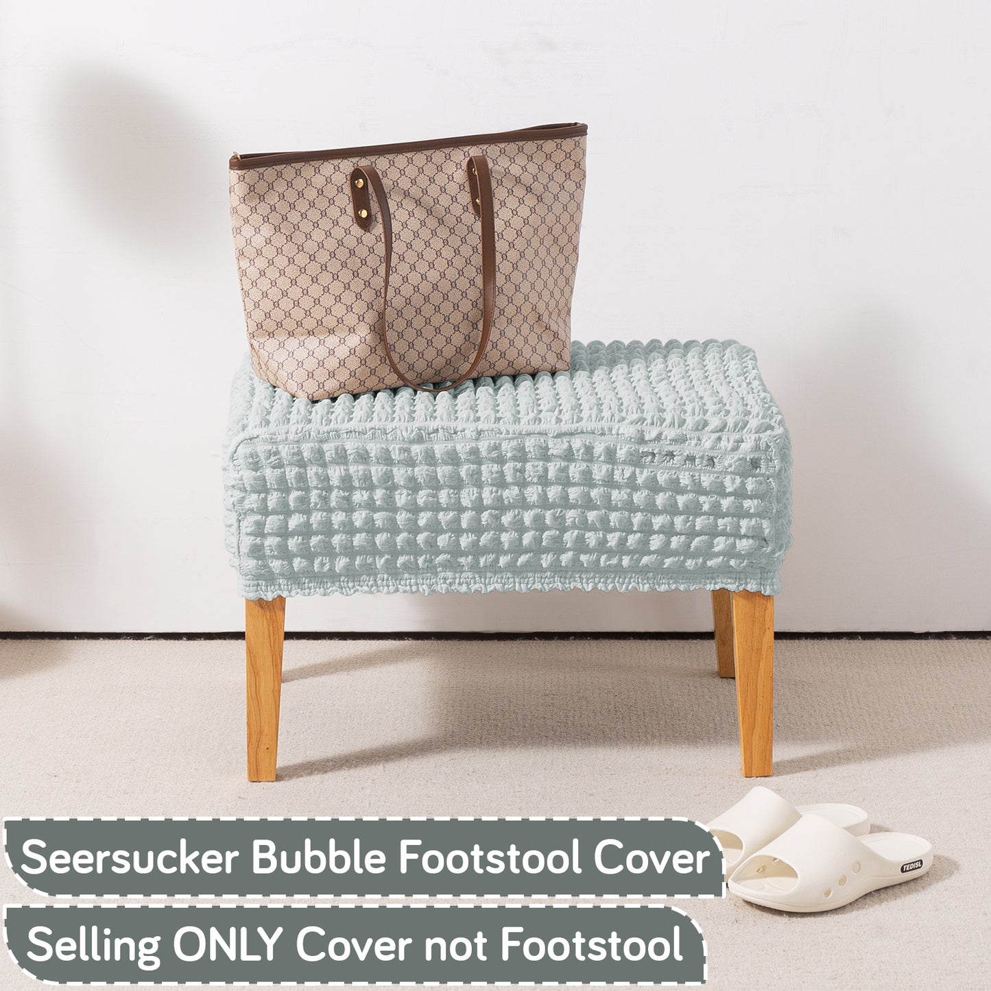 Aria Nova 280 GSM Bubble Stretchable Foot Rest Stool Cover, Light Grey