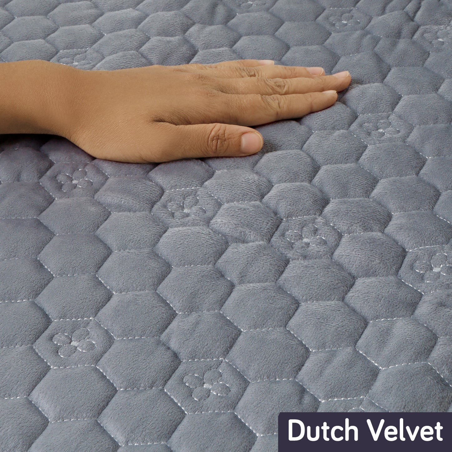2PC Premium Dutch Velvet Sofa Arm Cover, Light Grey