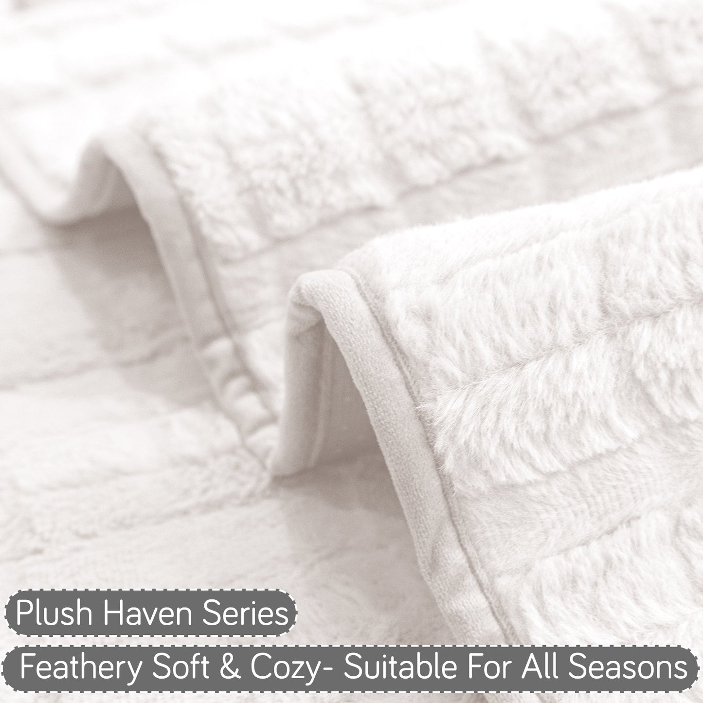 Premium Plush Sofa Cover Mat with 2 Armrest Cover, White