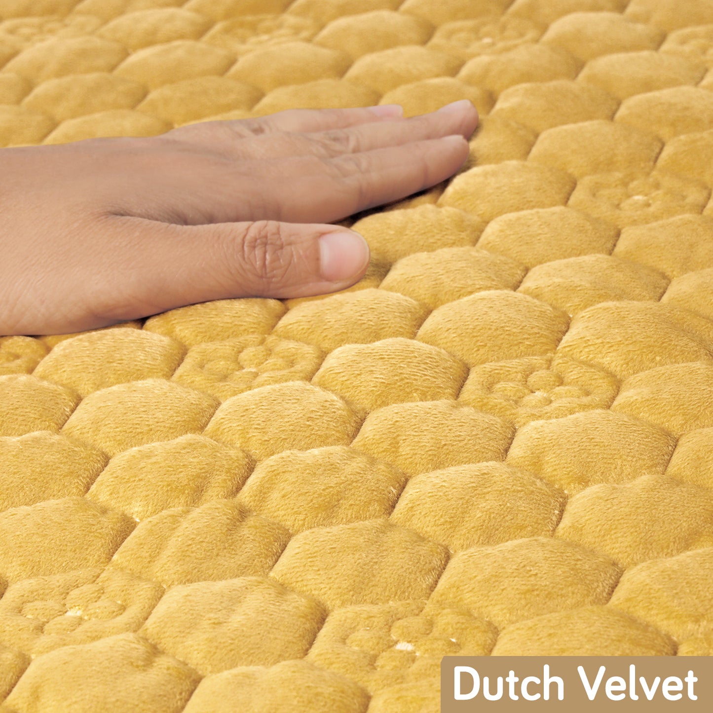 2PC Premium Dutch Velvet Sofa Arm Cover, Mustard