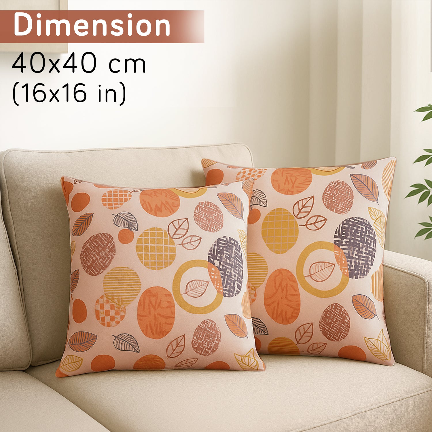 Buy Coral Autumn Leaves Printed Zippered Velvet Sofa Pillow Covers