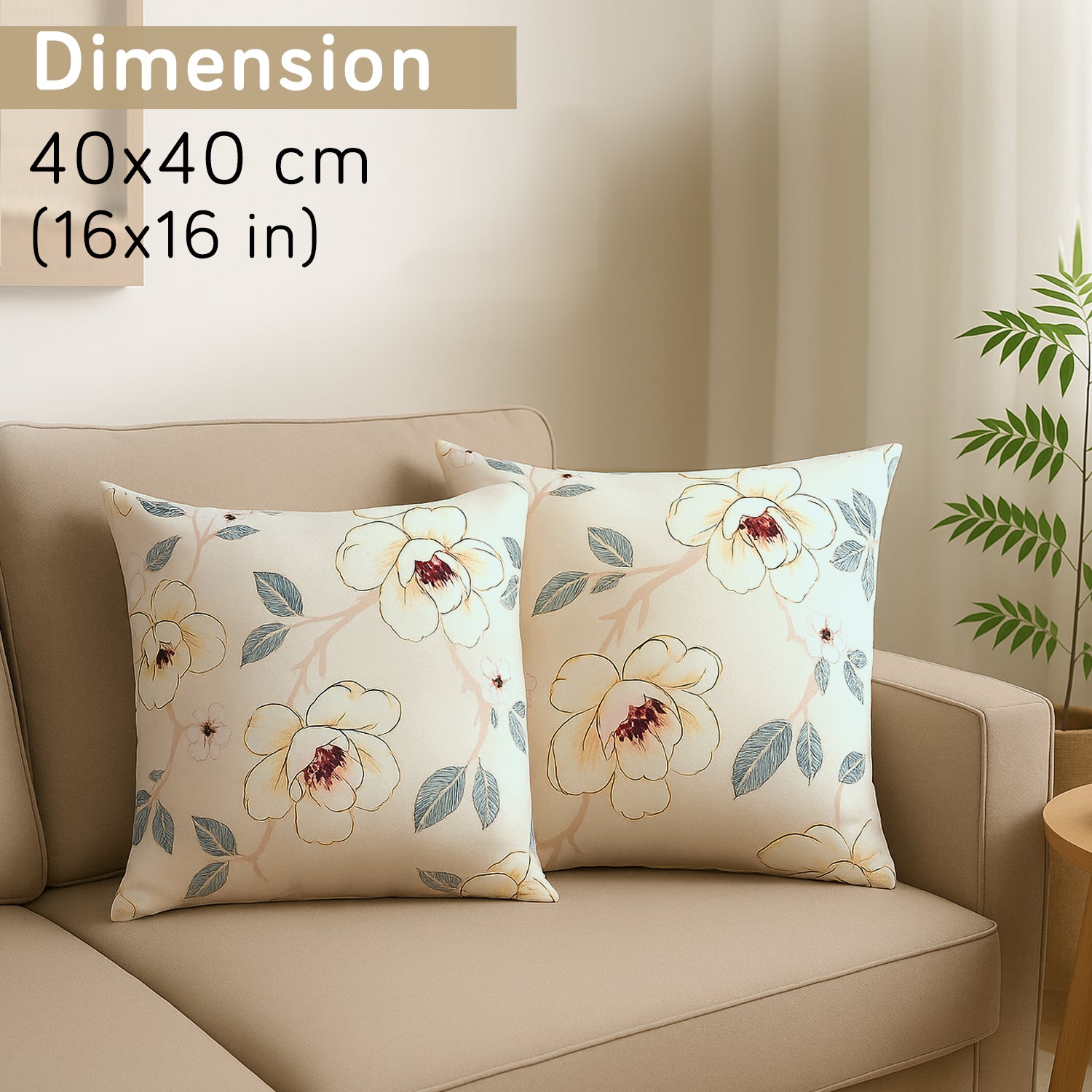 Buy Buttercream Magnolia Whisper Printed Zippered Velvet Sofa Pillow Covers