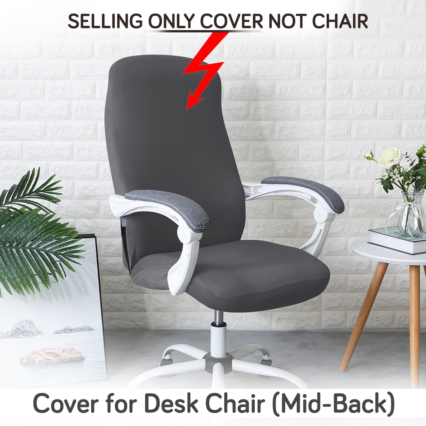 Office Chair Cover for Desk Chair (Mid-Back) – 140 GSM Stretch Fabric – Washable, Durable & Anti-Slip – Fits Mid-Back Office Chairs, Grey