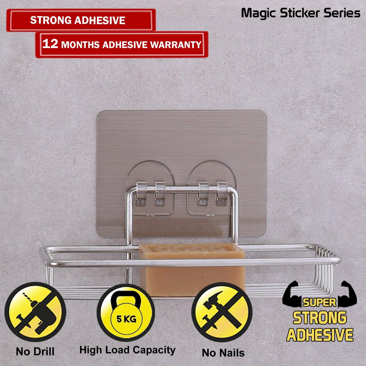 Magic Sticker Series Wall Mounted Bathroom Soap Dish Holder