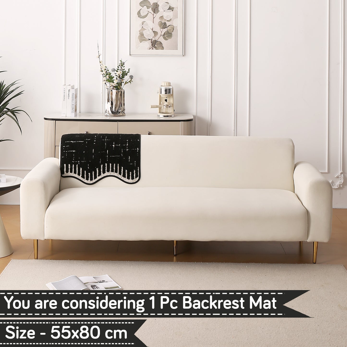 Premium Supple Soft Wavy with Curve Sofa Cover Mat, Black