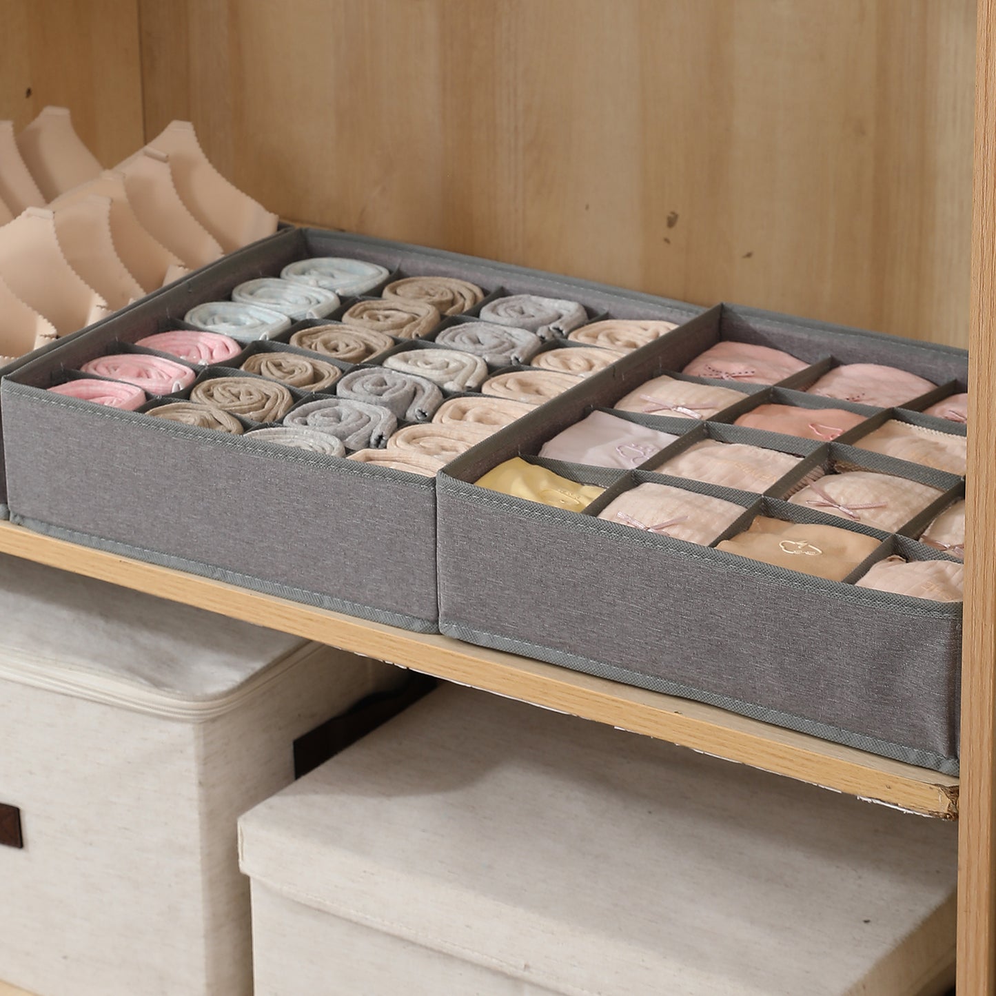 Undergarment Organizer for Wardrobe and Drawers, Grey
