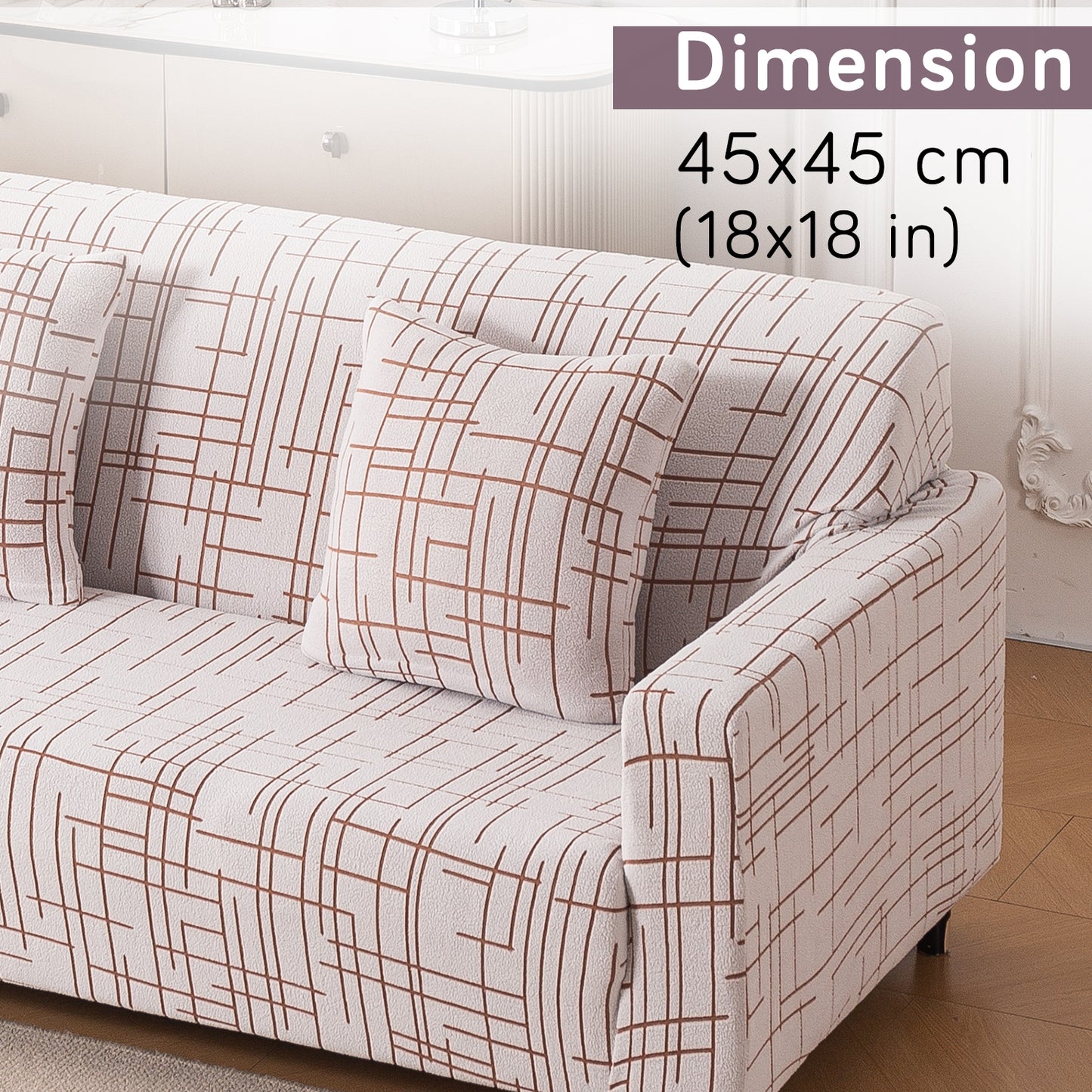 'Crossline Series' Jacquard Cushion Cover Set of 2, Rust Brown