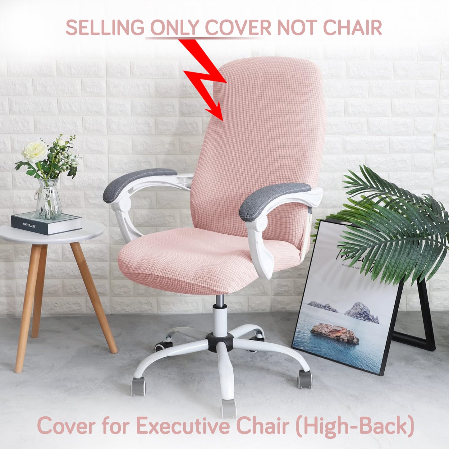 Water Repellent Office Chair Cover for Desk Chair (Mid-Back) – 210 GSM Stretch Jacquard – Washable, Durable & Anti-Slip – Fits Mid-Back Office Chairs, Pink