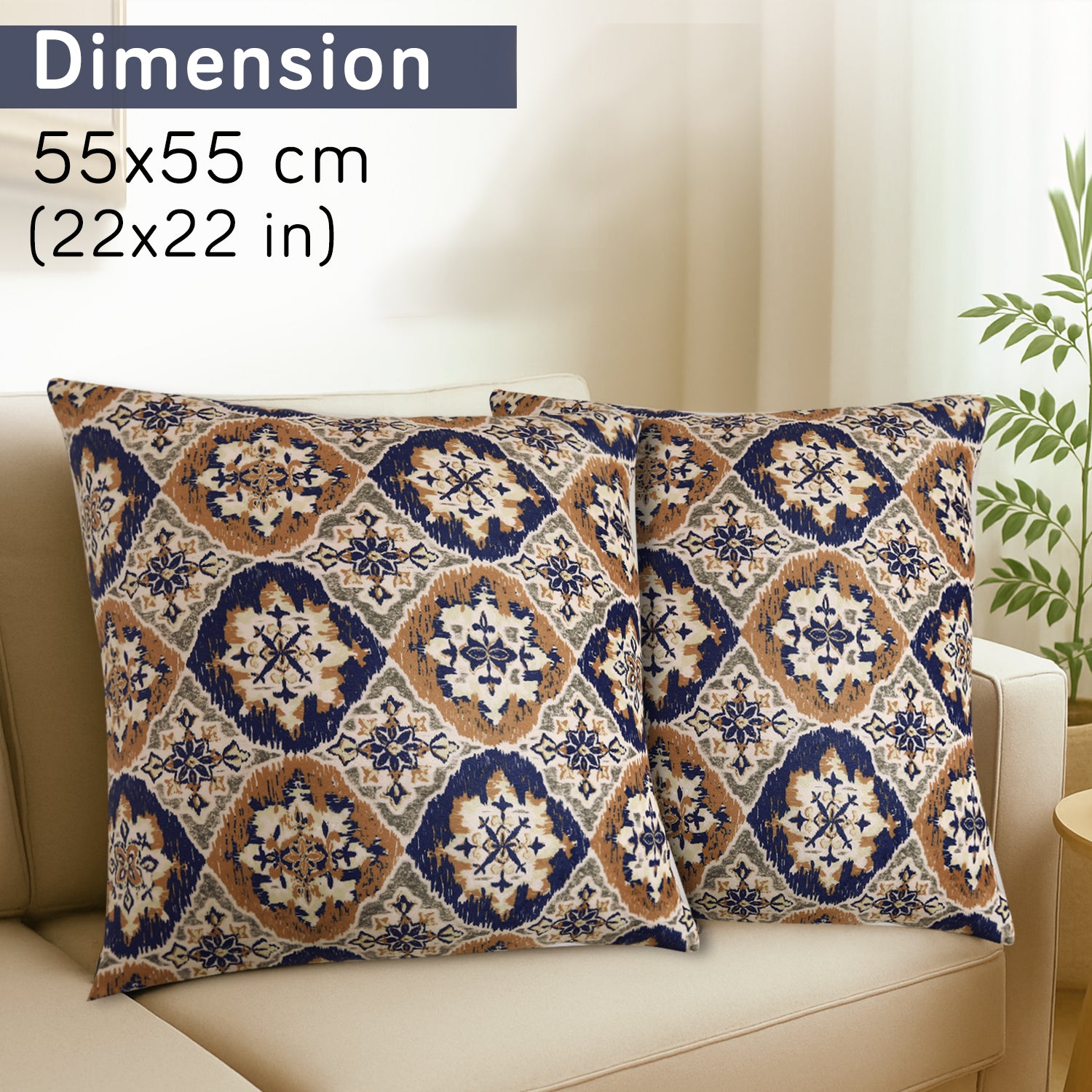 Buy Indigo Moroccan Charm Printed Zippered Velvet Sofa Cushion Covers