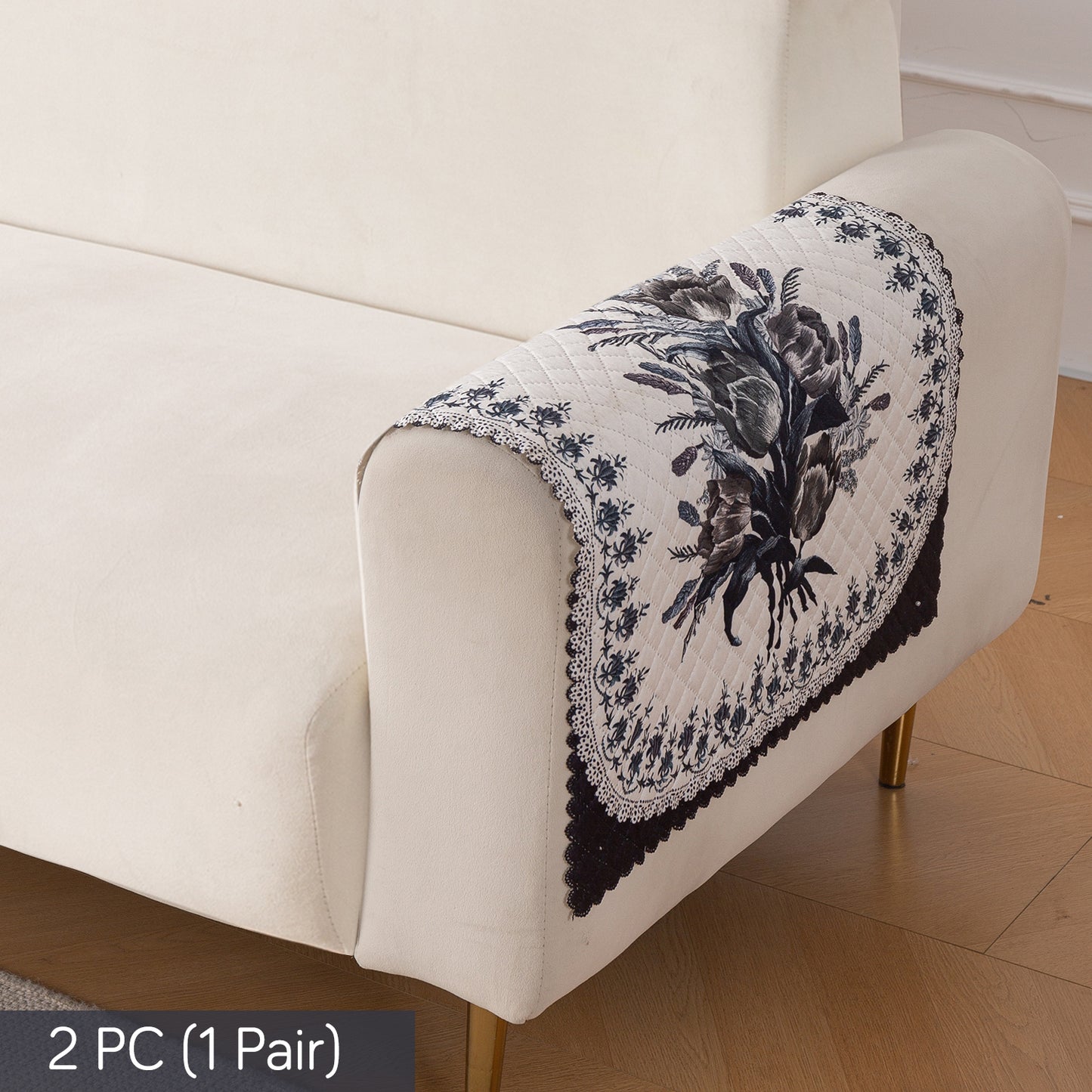 LoomVerse Quilted Sofa Cover Set Washable Sofa Panel for Seat & Back - Midnight Bloom