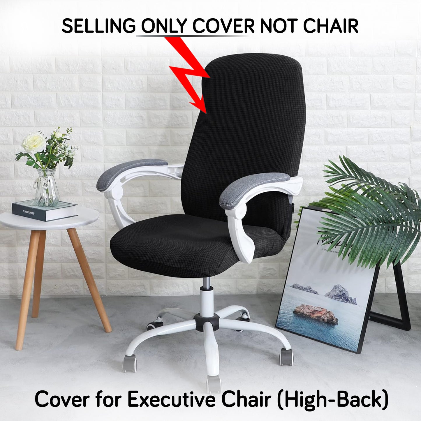 Water Repellent Office Chair Cover for Desk Chair (Mid-Back) – 210 GSM Stretch Jacquard – Washable, Durable & Anti-Slip – Fits Mid-Back Office Chairs, Black