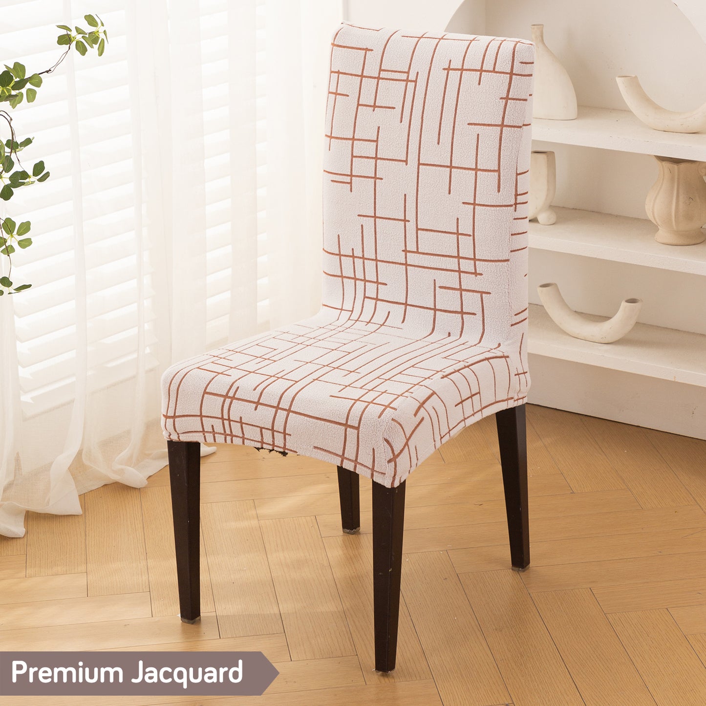 Crossline Series 180 GSM Jacquard Chair Cover Set 1/2/4/6, Rust Brown