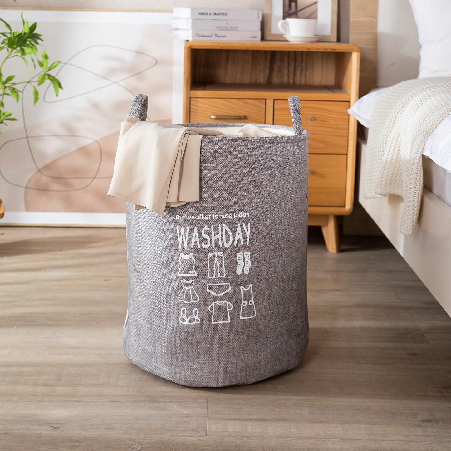 Folding Laundry Basket for Clothes, 43L - Grey
