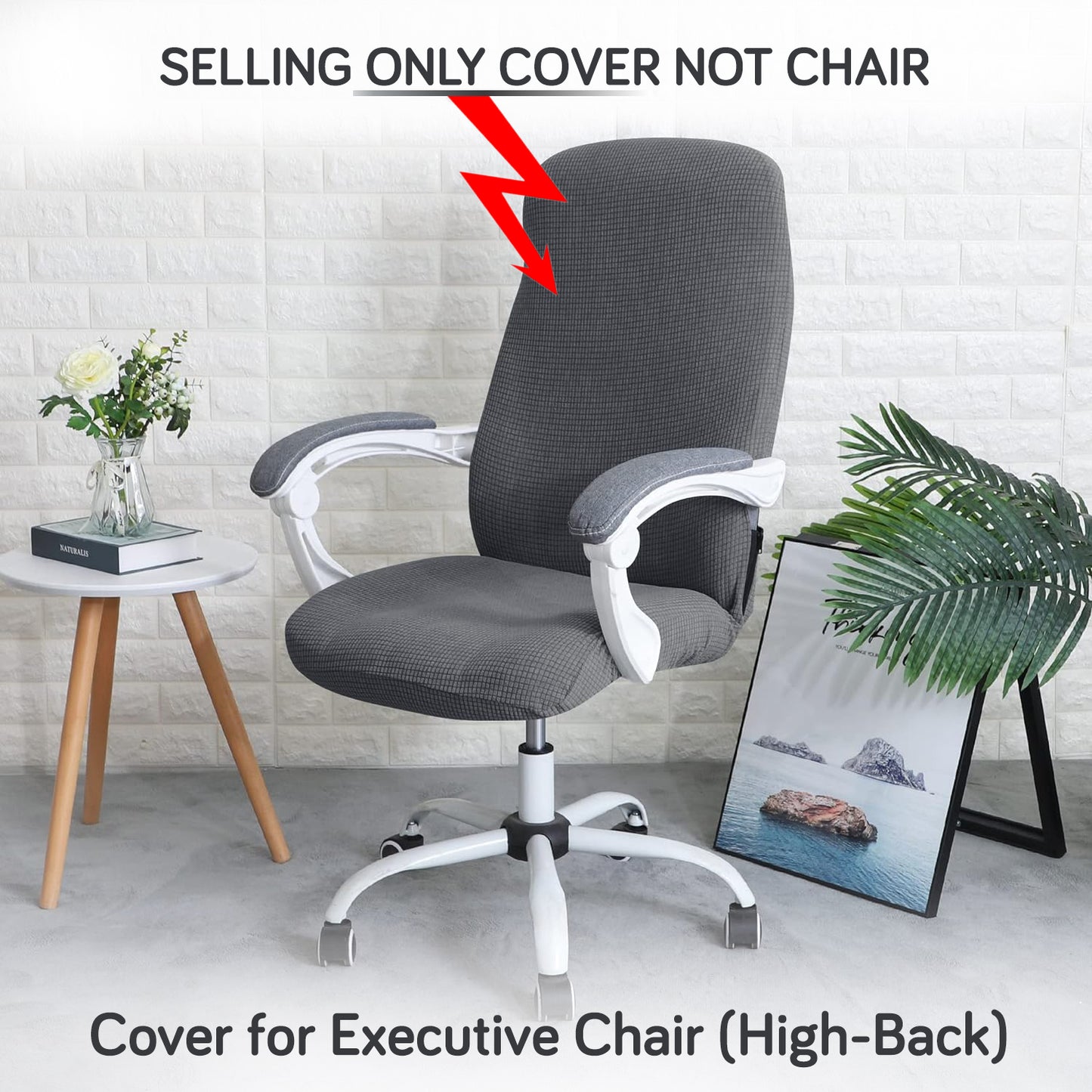 Water Repellent Office Chair Cover for Desk Chair (Mid-Back) – 210 GSM Stretch Jacquard – Washable, Durable & Anti-Slip – Fits Mid-Back Office Chairs, Dark Grey