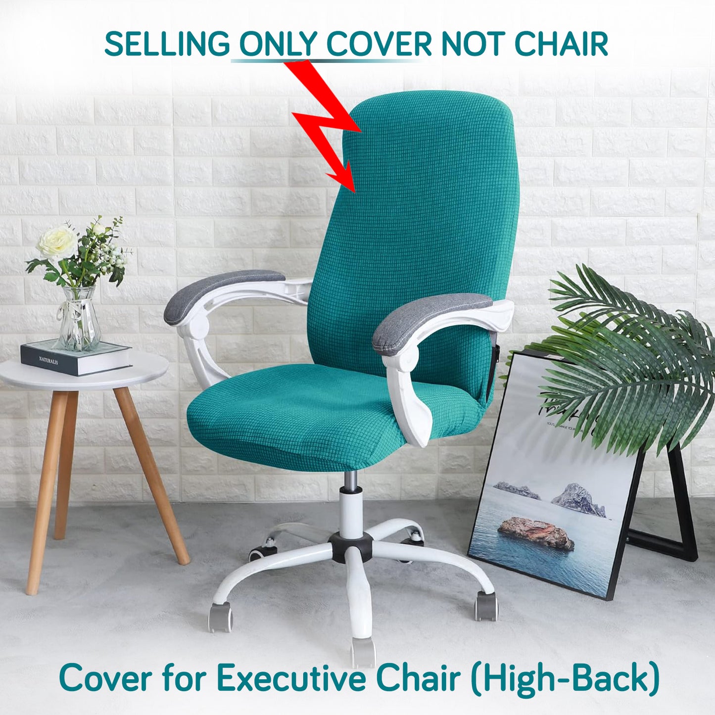Water Repellent Office Chair Cover for Desk Chair (Mid-Back) – 210 GSM Stretch Jacquard – Washable, Durable & Anti-Slip – Fits Mid-Back Office Chairs, Teal