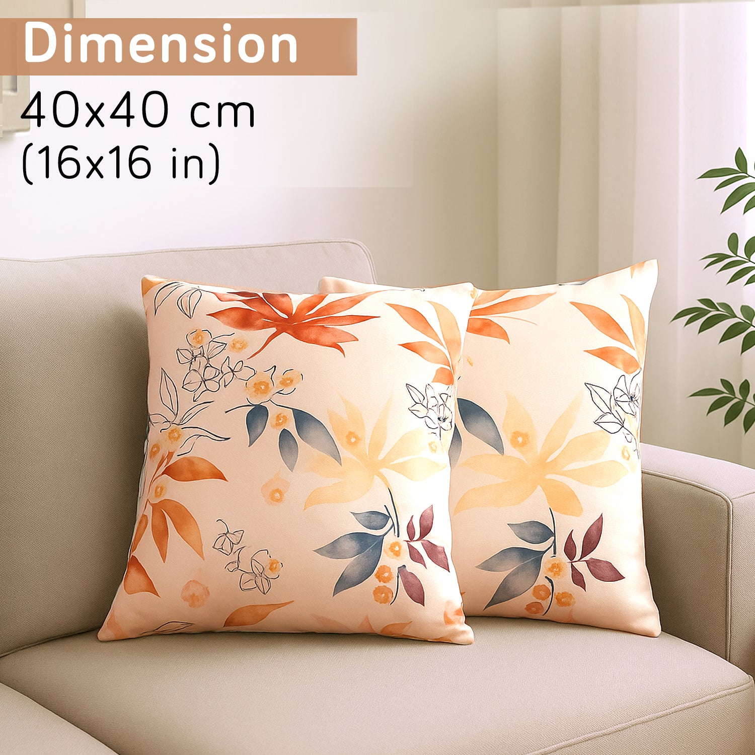 Buy Amber Serene Flora Printed Zippered Velvet Sofa Pillow Covers