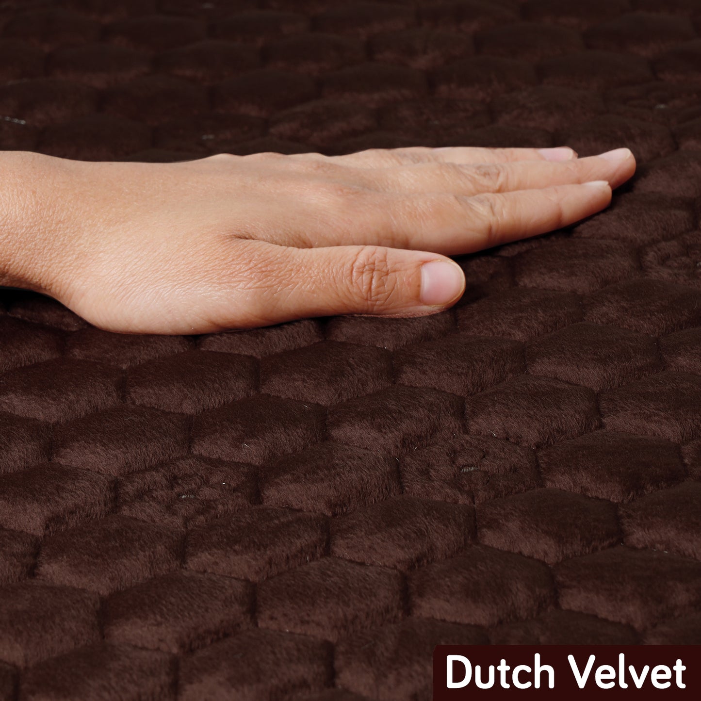 2PC Premium Dutch Velvet Sofa Arm Cover, Coffee Brown