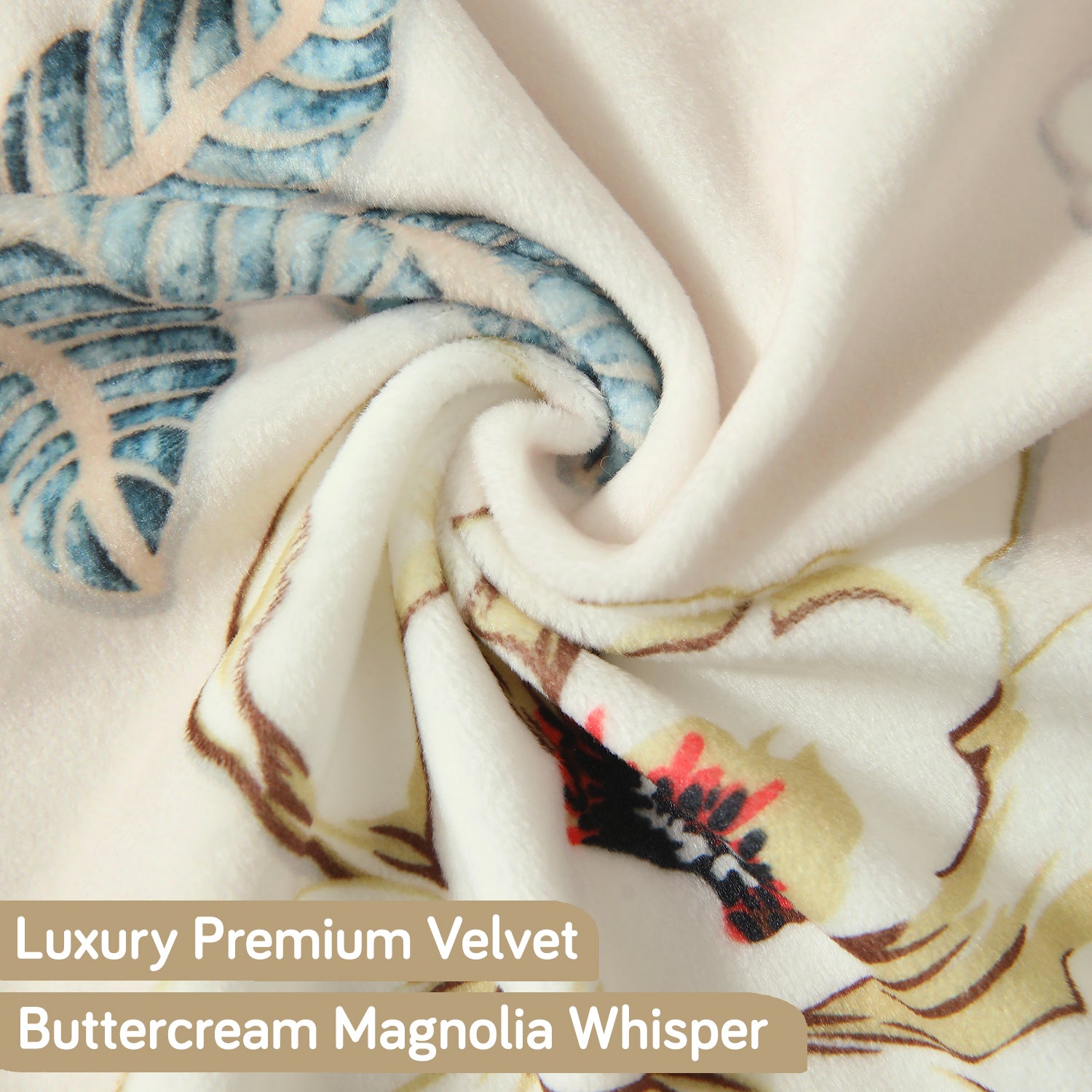 Buy Cozy Buttercream Magnolia Whisper Printed Zippered Velvet Pillow Covers for Luxury Look