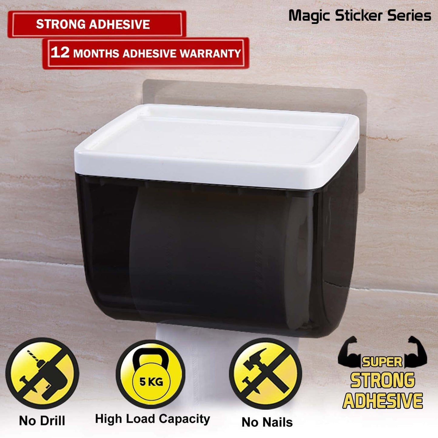 Magic Sticker Series Wall Mounted Toilet Paper Holder Stand for Bathroom
