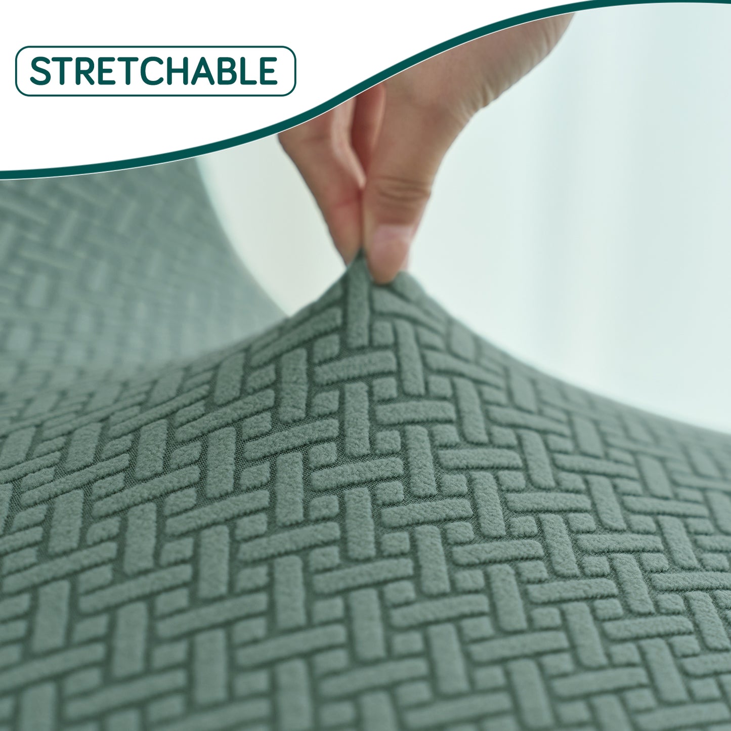 Premium Jacquard Fully Covered Cover for Mid Century Modern Dining Chair, Continental Green