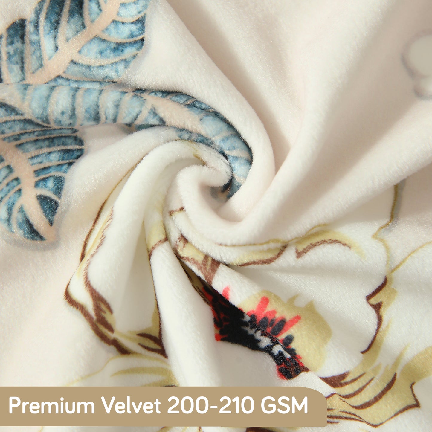 Premium Printed Velvet Dining Chair Cover Set, Buttercream Magnolia Whisper