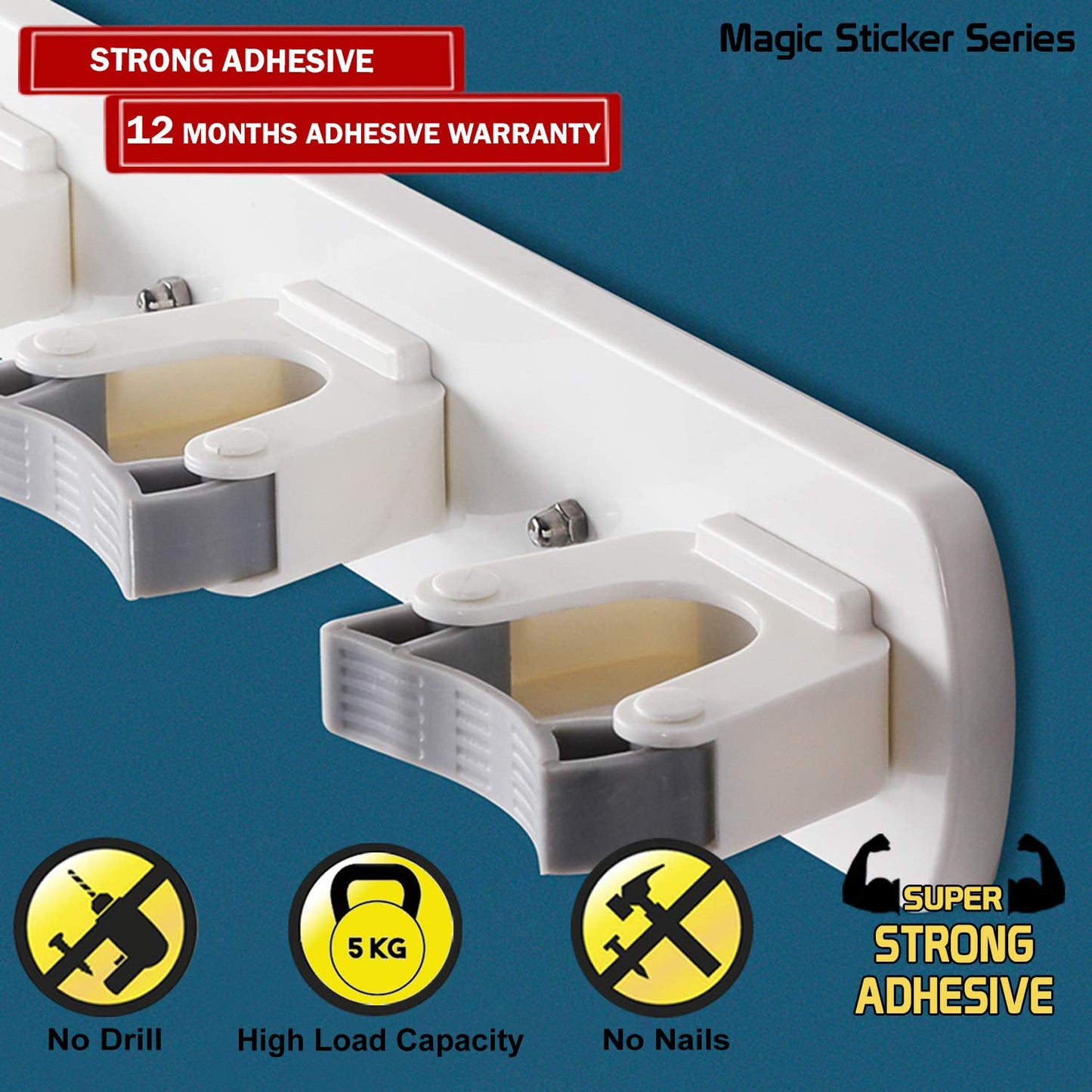 Broom and Mop Holder for Bathroom Wall | HOKIPO