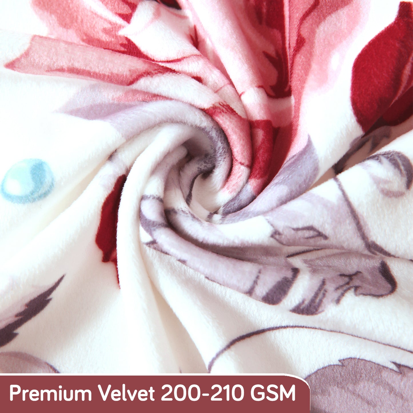 Premium Printed Velvet Dining Chair Cover Set, Red Cottage Rose