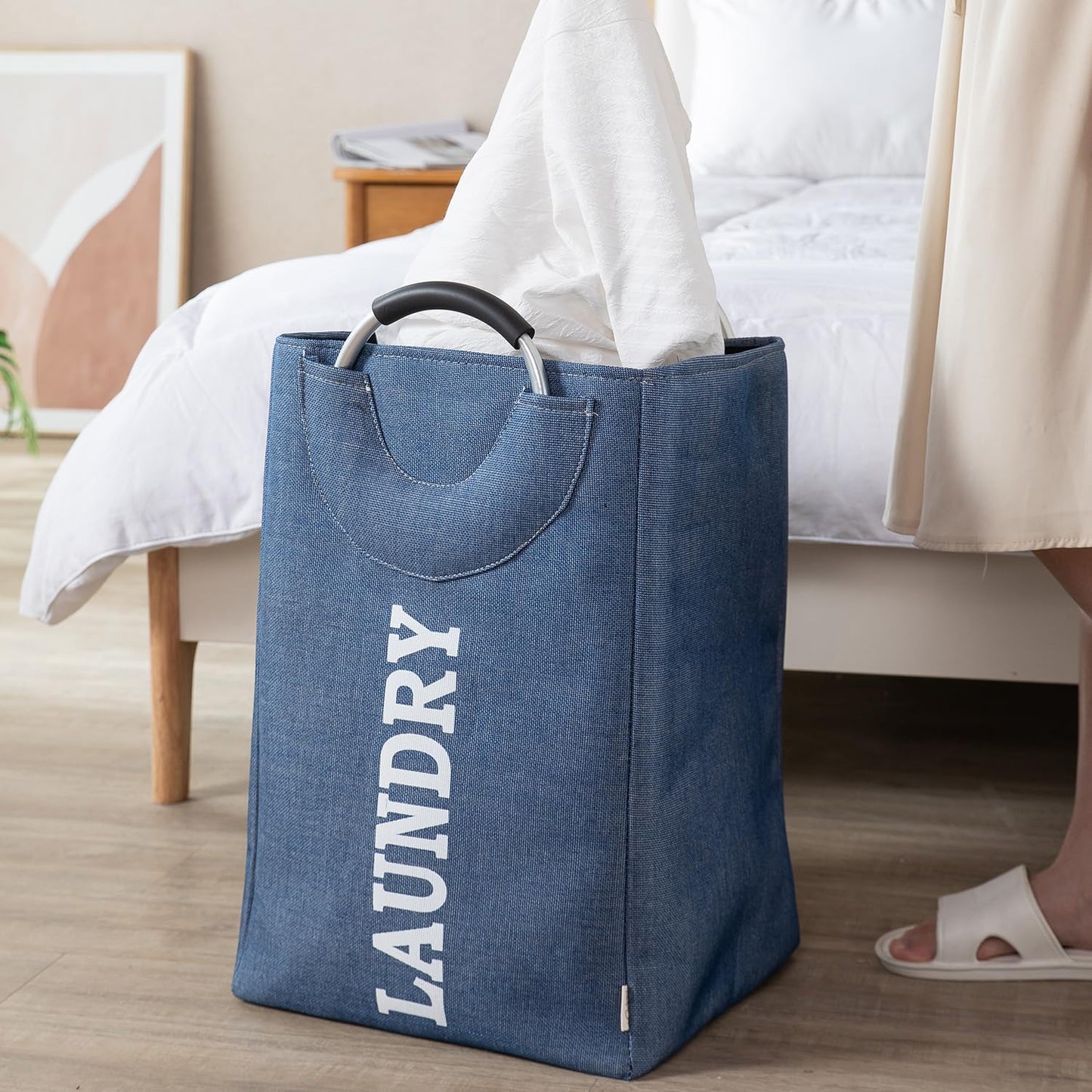 Foldable Laundry Bag with Handles, 40L - Blue