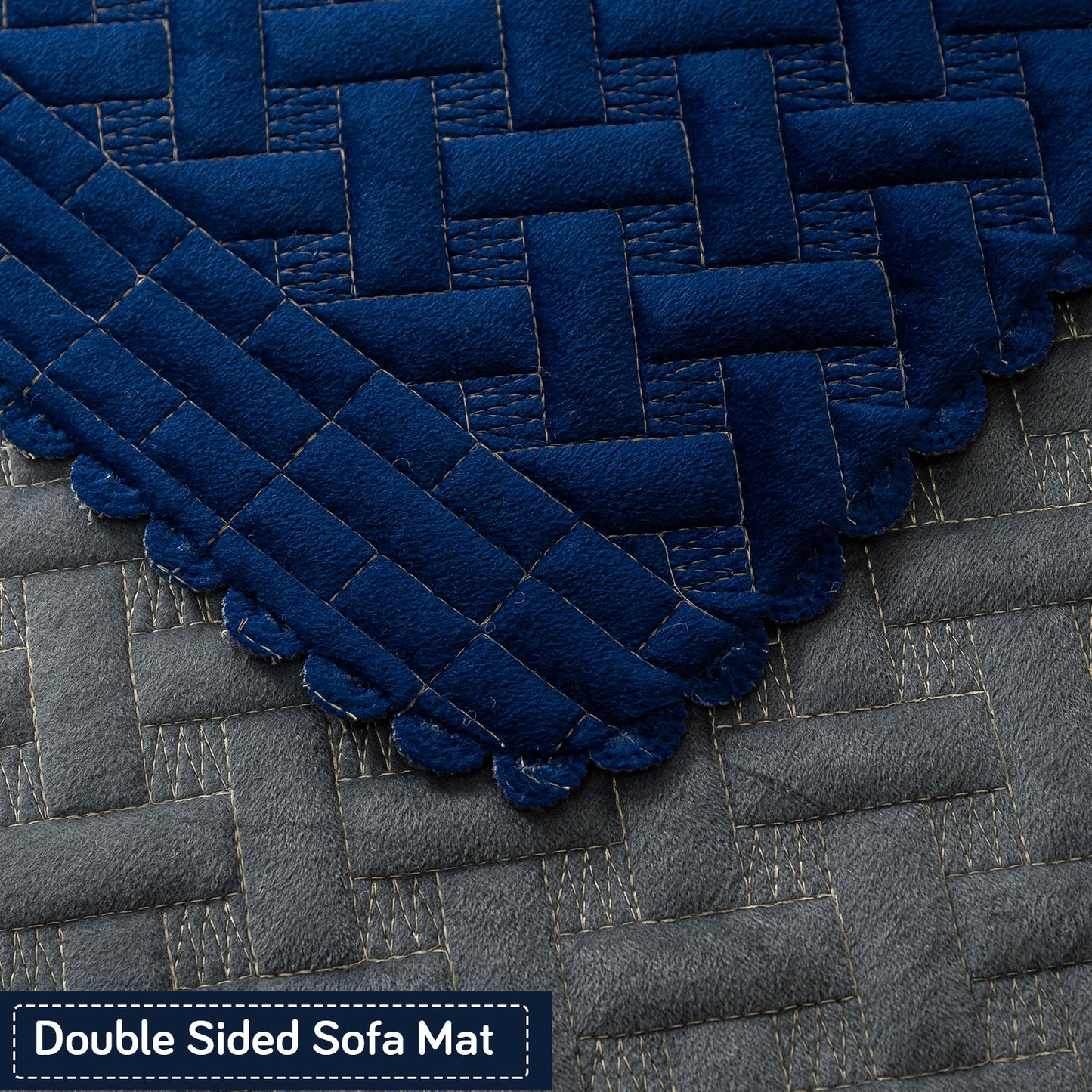 Modern Matrix 5-Seater Reversible Sofa Cover (3+1+1), Midnight Blue