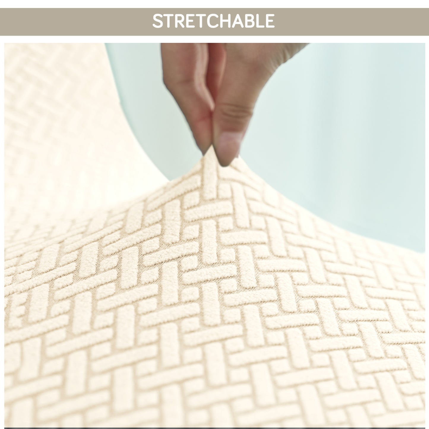 Premium Jacquard Fully Covered Cover for Swivel Dining Chair with Arms, Beige