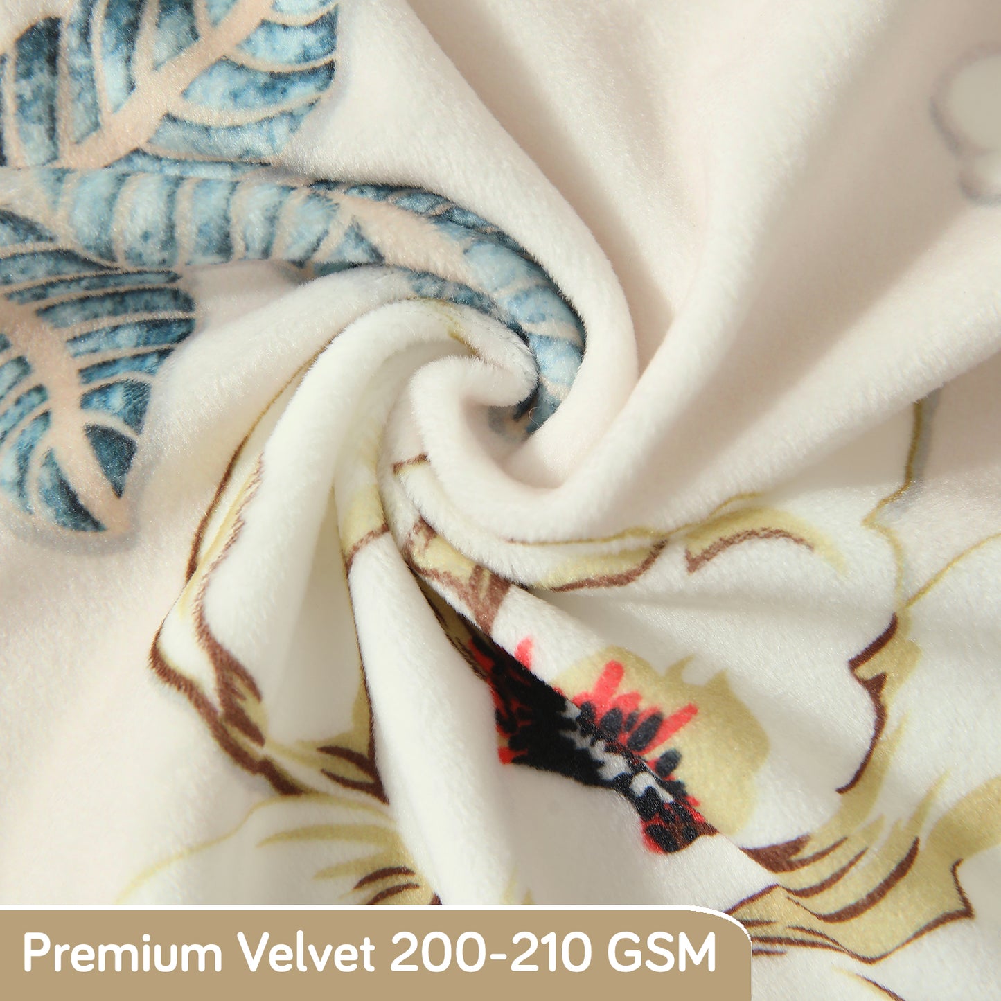 Premium Printed Velvet Dining Chair Cover Set, Buttercream Magnolia Whisper