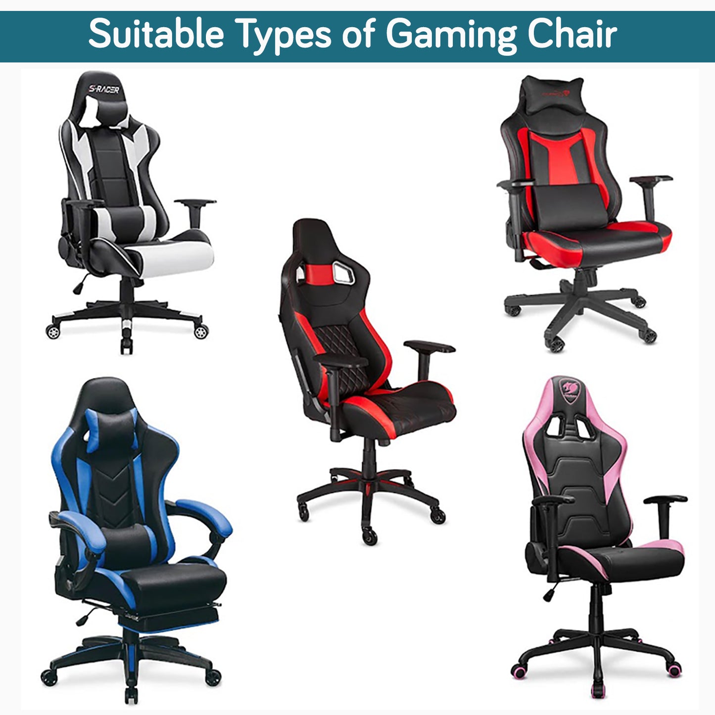 Gaming Chair Cover Elastic Jacquard Computer Rotating Chair Seat Covers Slipcover, Turquoise