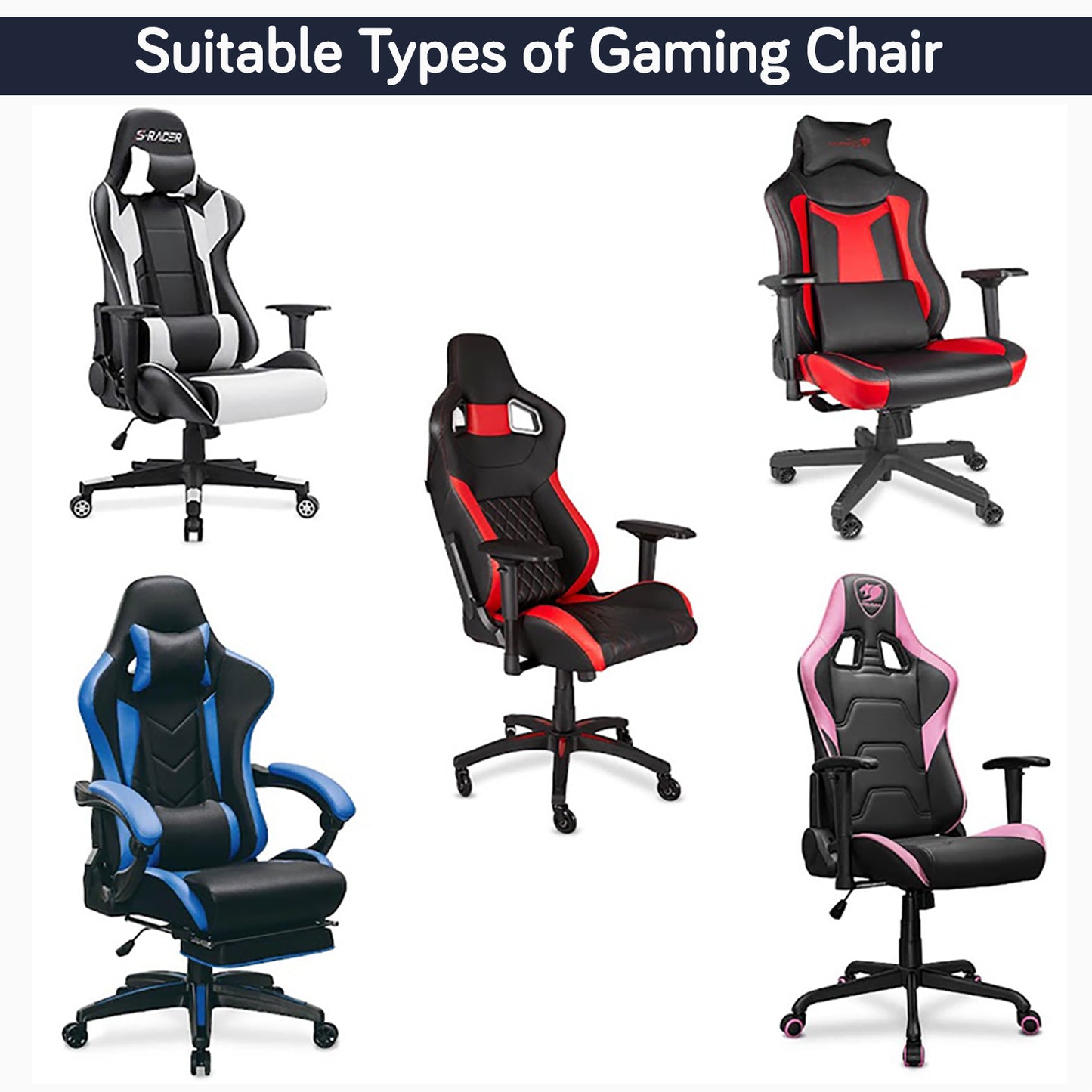 Gaming Chair Cover Elastic Jacquard Computer Rotating Chair Seat Covers Slipcover, Navy Blue