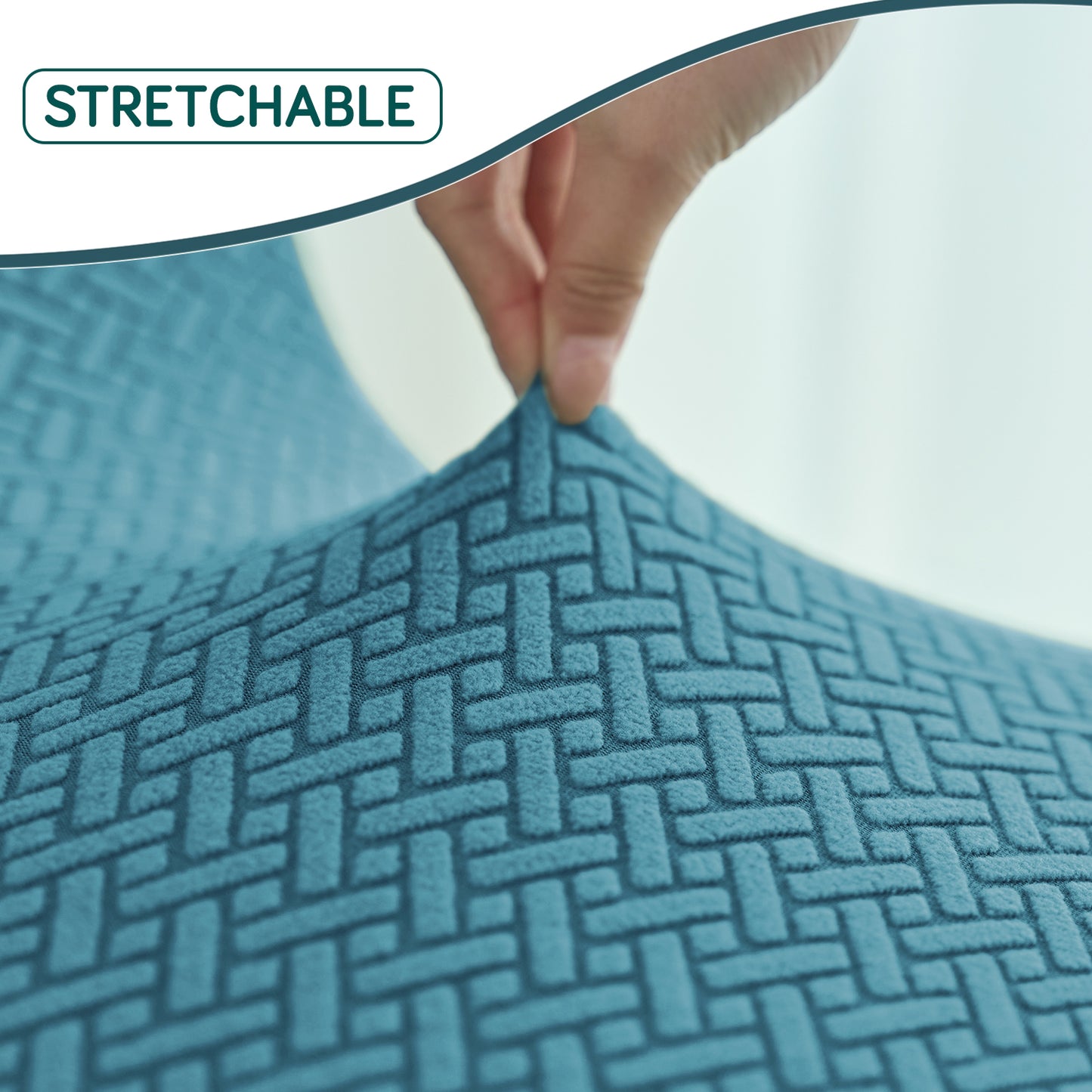 Premium Jacquard Fully Covered Cover for Mid Century Modern Dining Chair, Turquoise