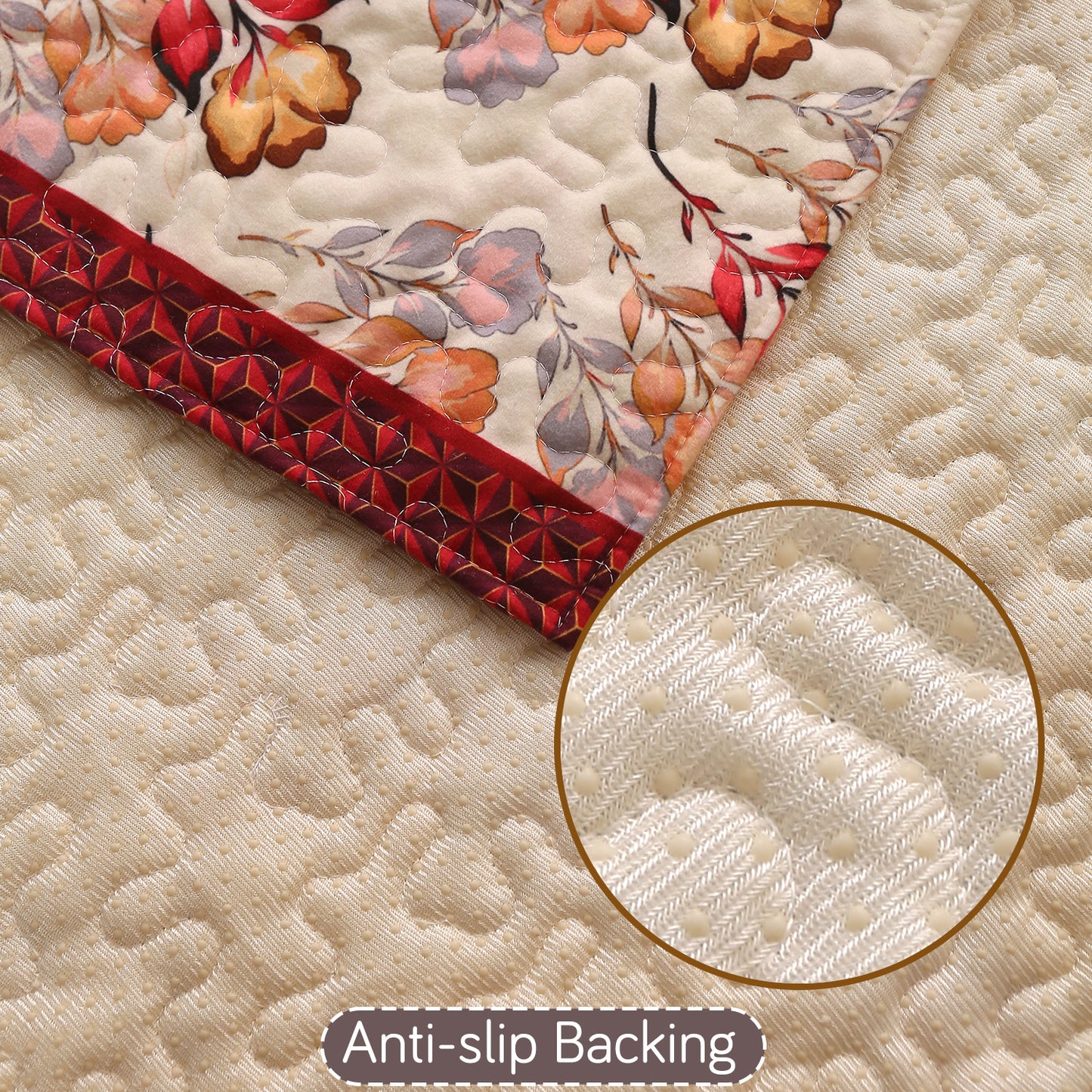 Florentina Series Printed Holland Velvet Sofa Mat - Autumn Cream