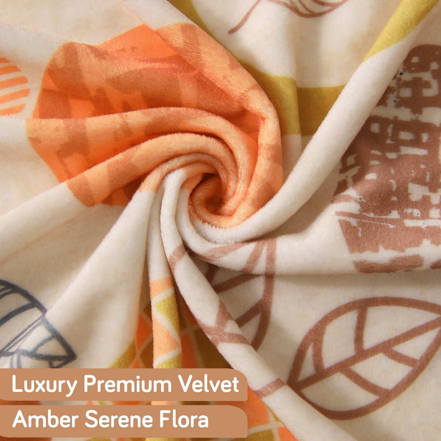 Buy Cozy Amber Serene Flora Printed Zippered Velvet Cushion Covers for Luxury Look