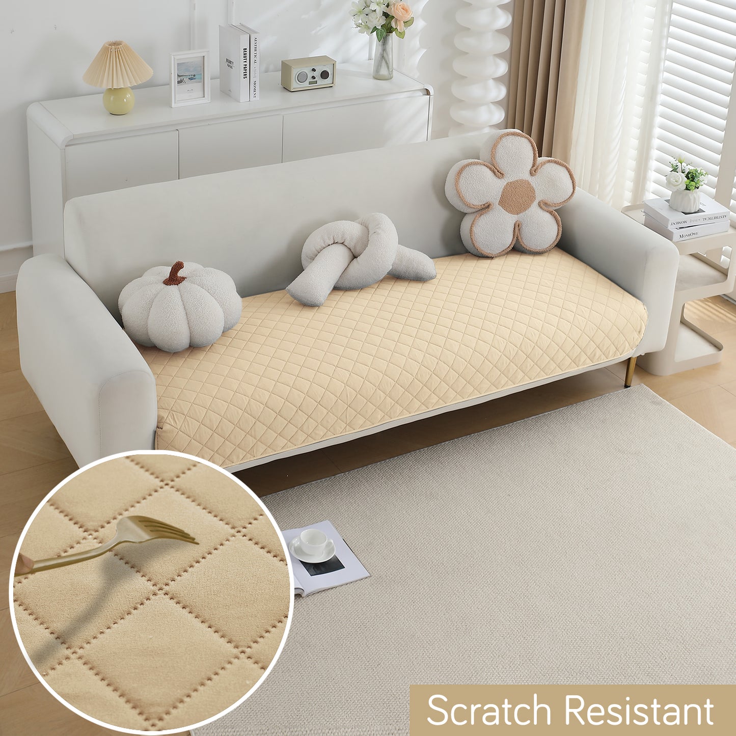 HOKIPO Waterproof Quilted Mats, Beige