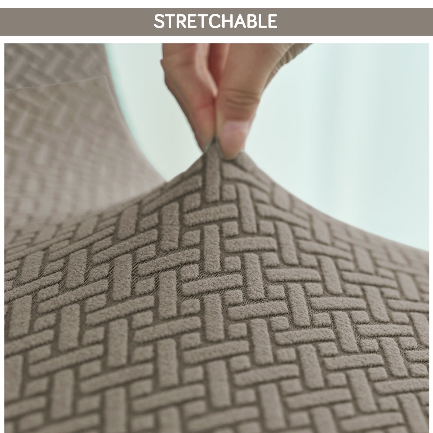Premium Jacquard Fully Covered Cover for Swivel Dining Chair with Arms, Taupe Brown
