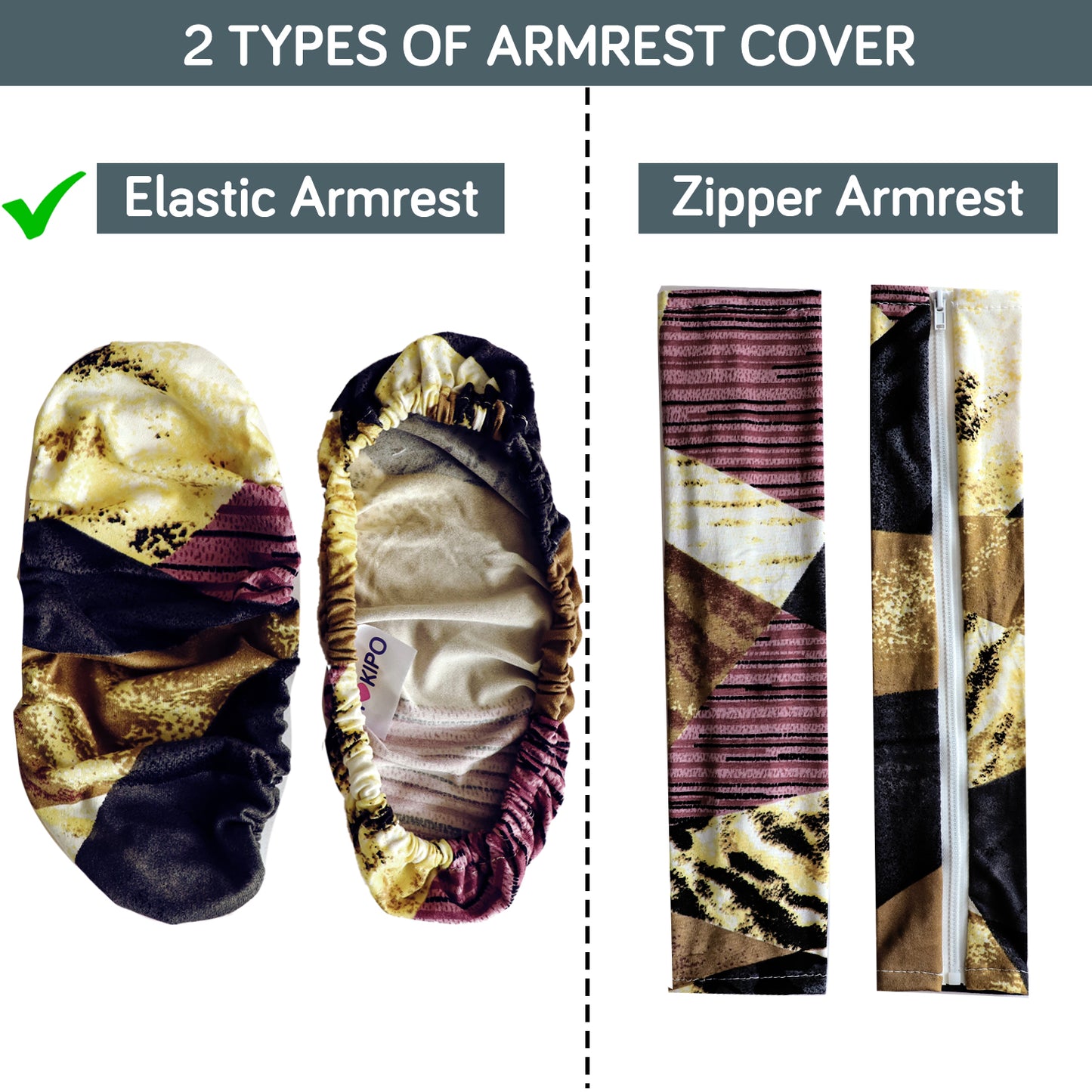 140gsm Printed Armrest Covers for Office Chair (Elastic Style), 1 Pair, Wine Abstract Geometry