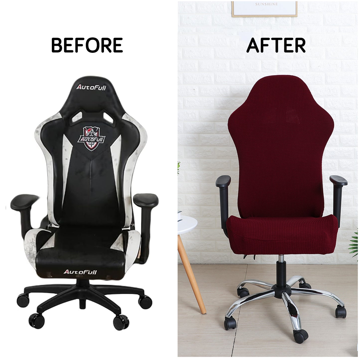 Gaming Chair Cover Stretchable Elastic Jacquard Computer Rotating Chair Seat Covers Slipcover, Burgundy