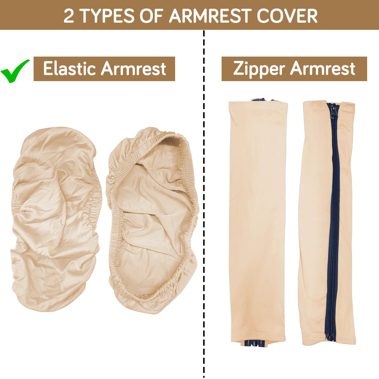 140gsm Armrest Covers for Office Chair (Elastic Style), 1 Pair, Beige