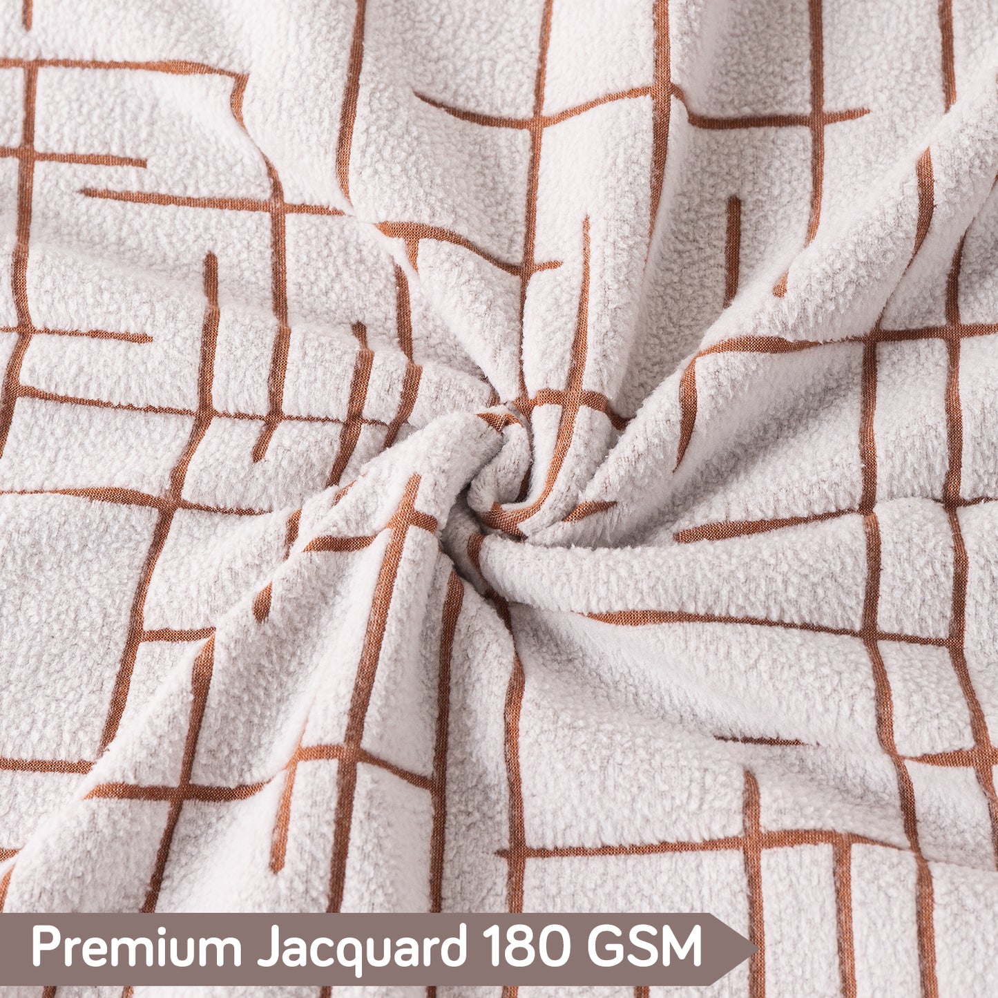 'Crossline Series' Jacquard Cushion Cover Set of 2, Rust Brown